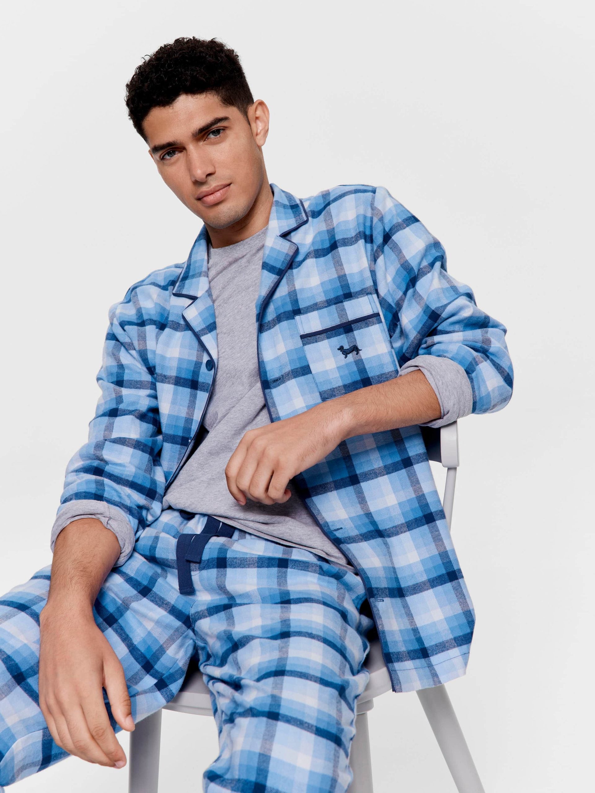 Mini Check Long Sleeve Pj Set blue image 0