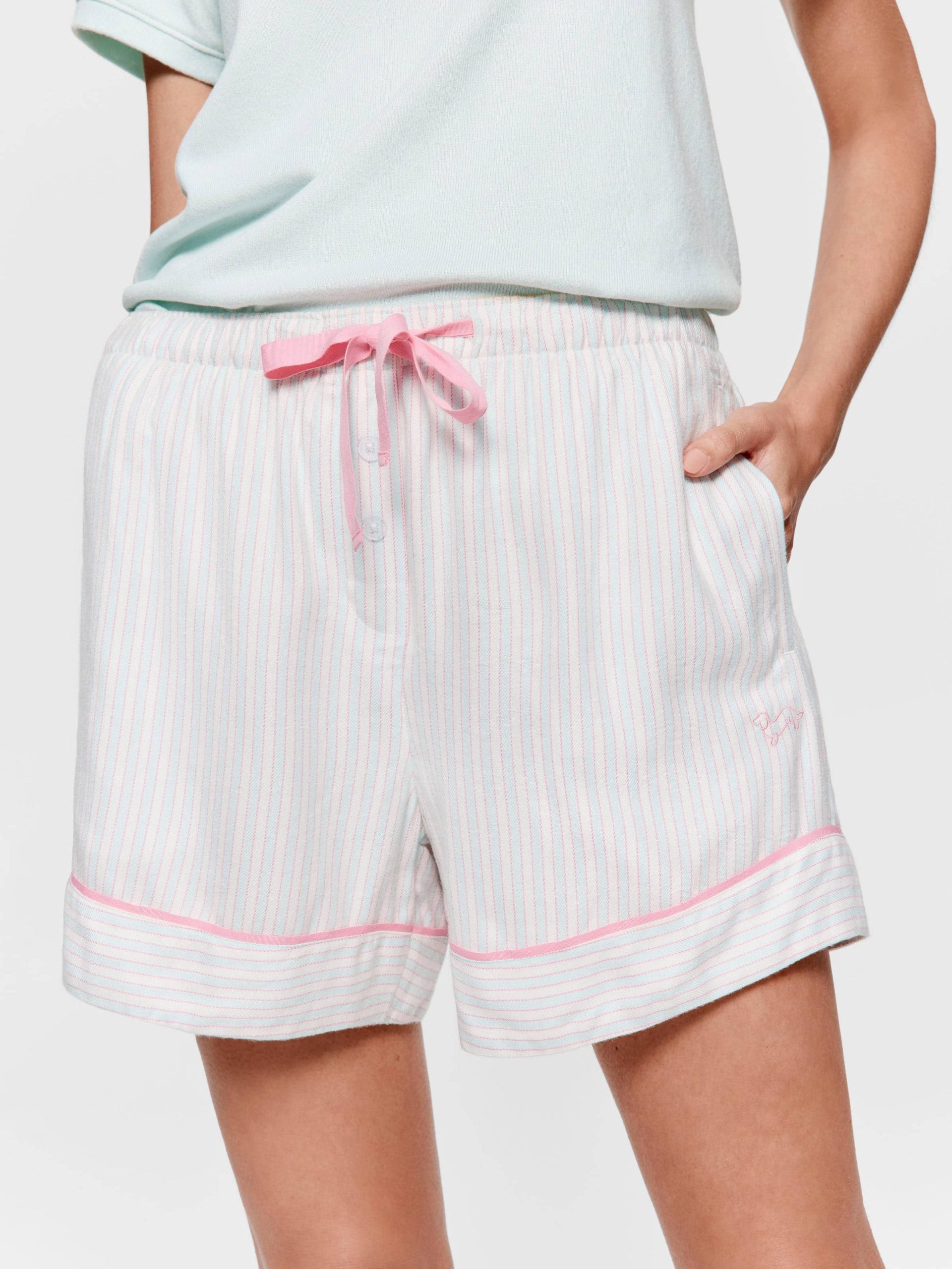 Mint Candy Stripe Viscose Flannelette Mini Tux Short multi image 1