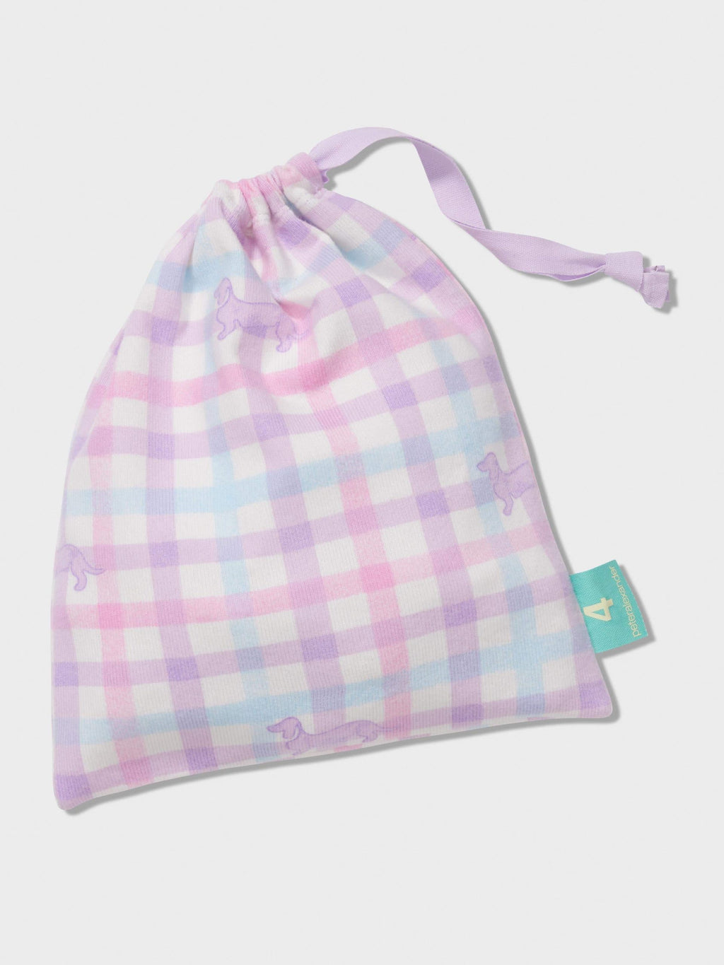 Jnr Girls Pastel Check Long Pj Set lilac image 5