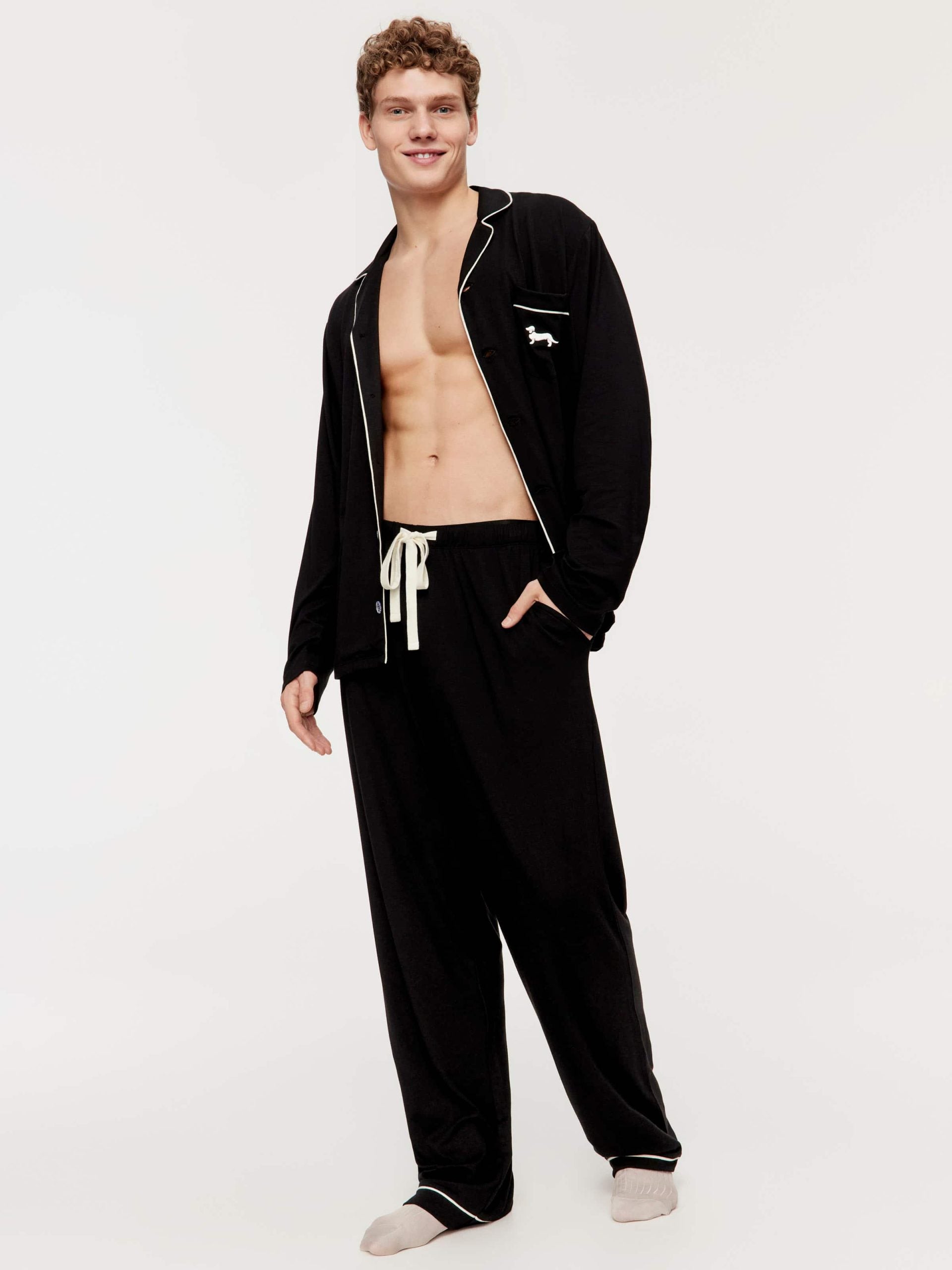 Black Bamboo Jersey Pj Set black image 0