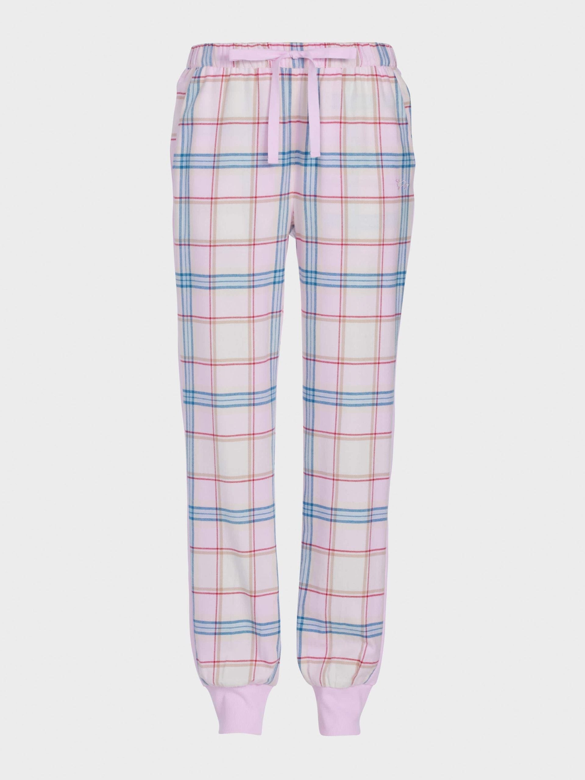 Check Pink & Navy Flannelette Cuff Pj Pant multi image 3
