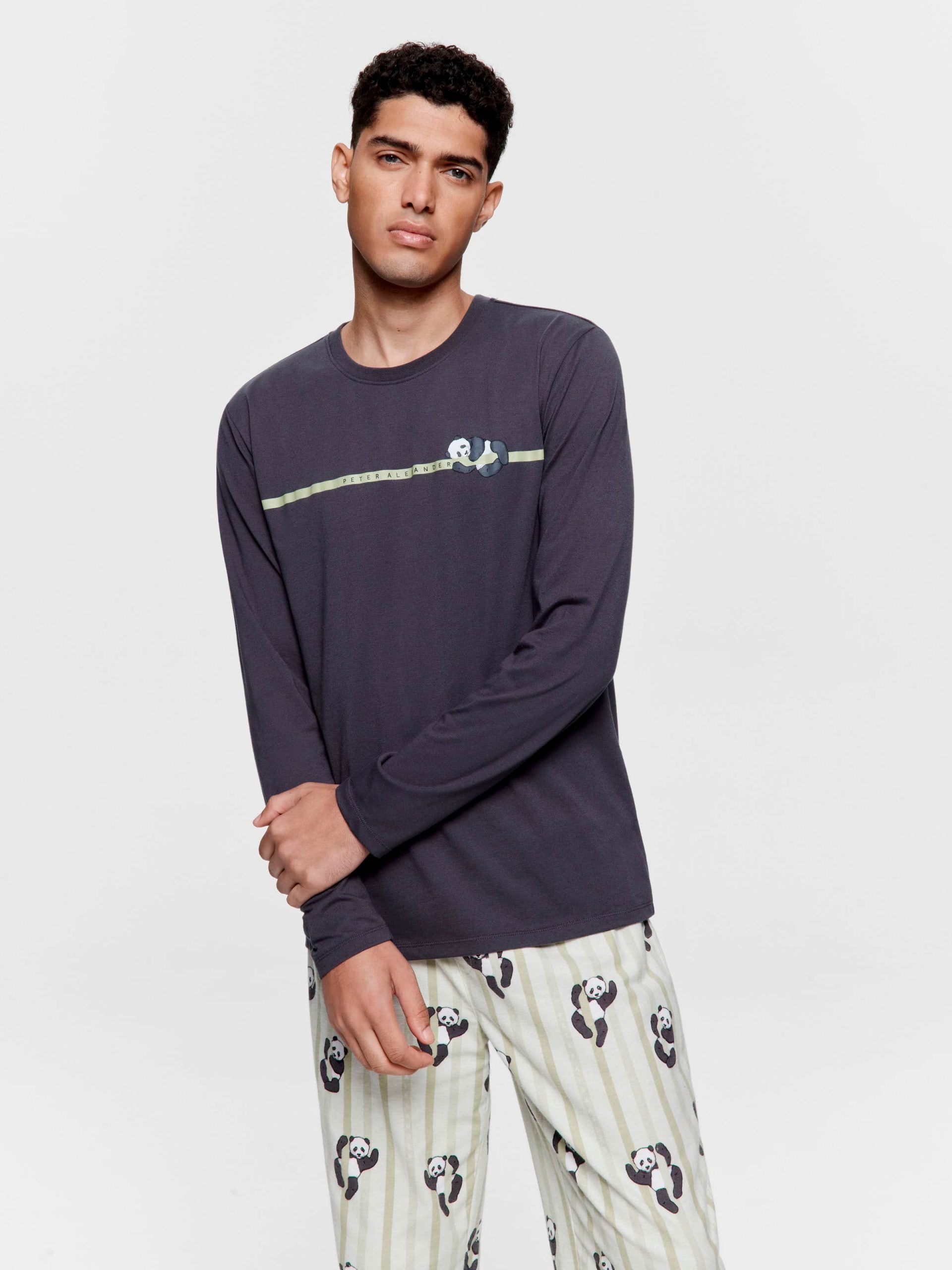 Sleepy Panda Long Sleeve Top charcoal image 0