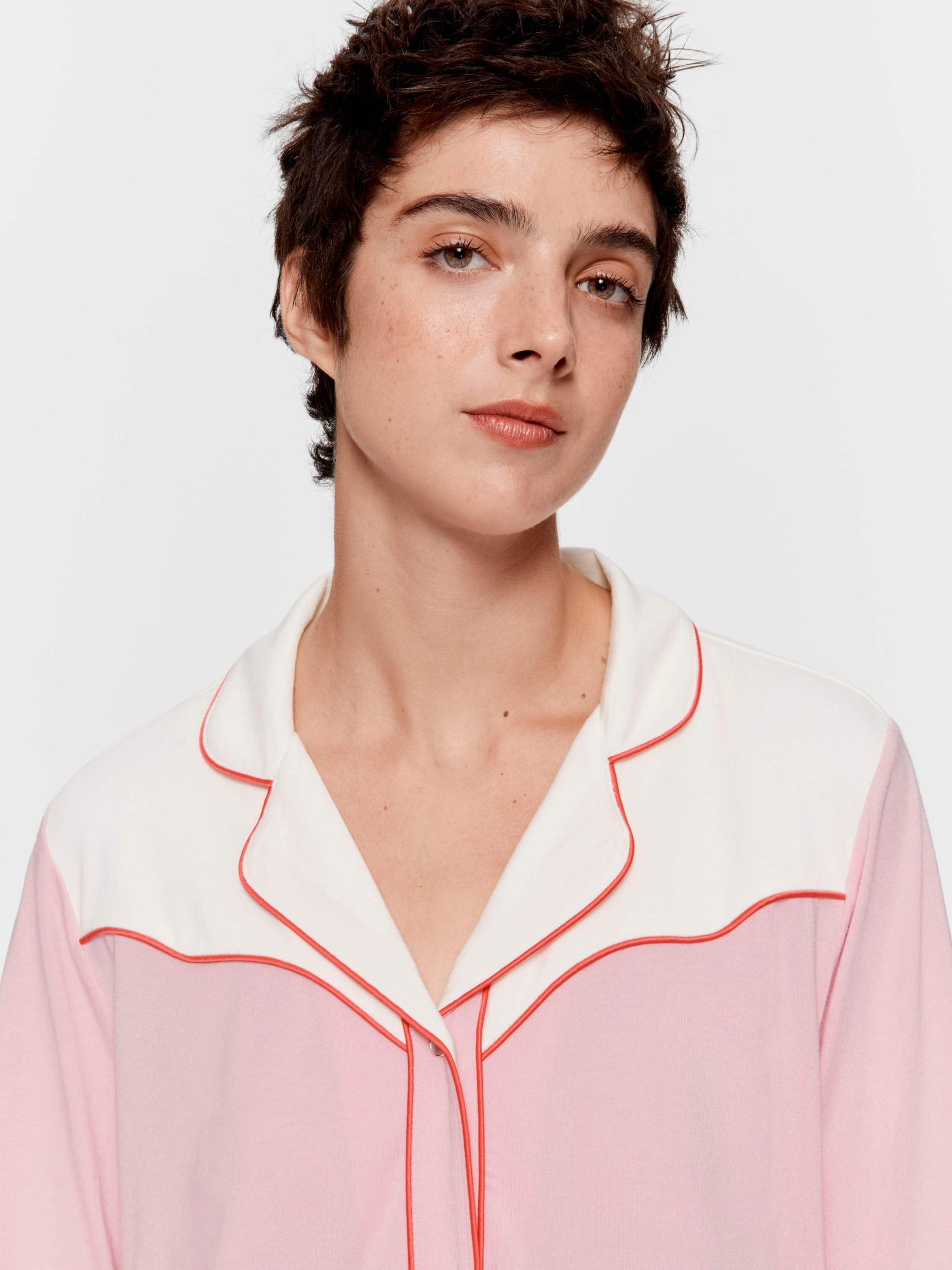 Western Bamboo Jersey Long Sleeve Shirt Pink image 0