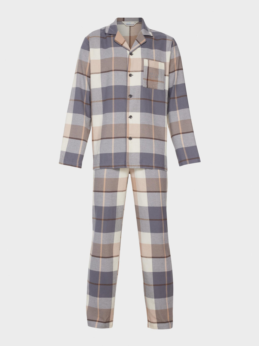 Grey Check Flannelette Long Sleeve Pj Set multi image 4