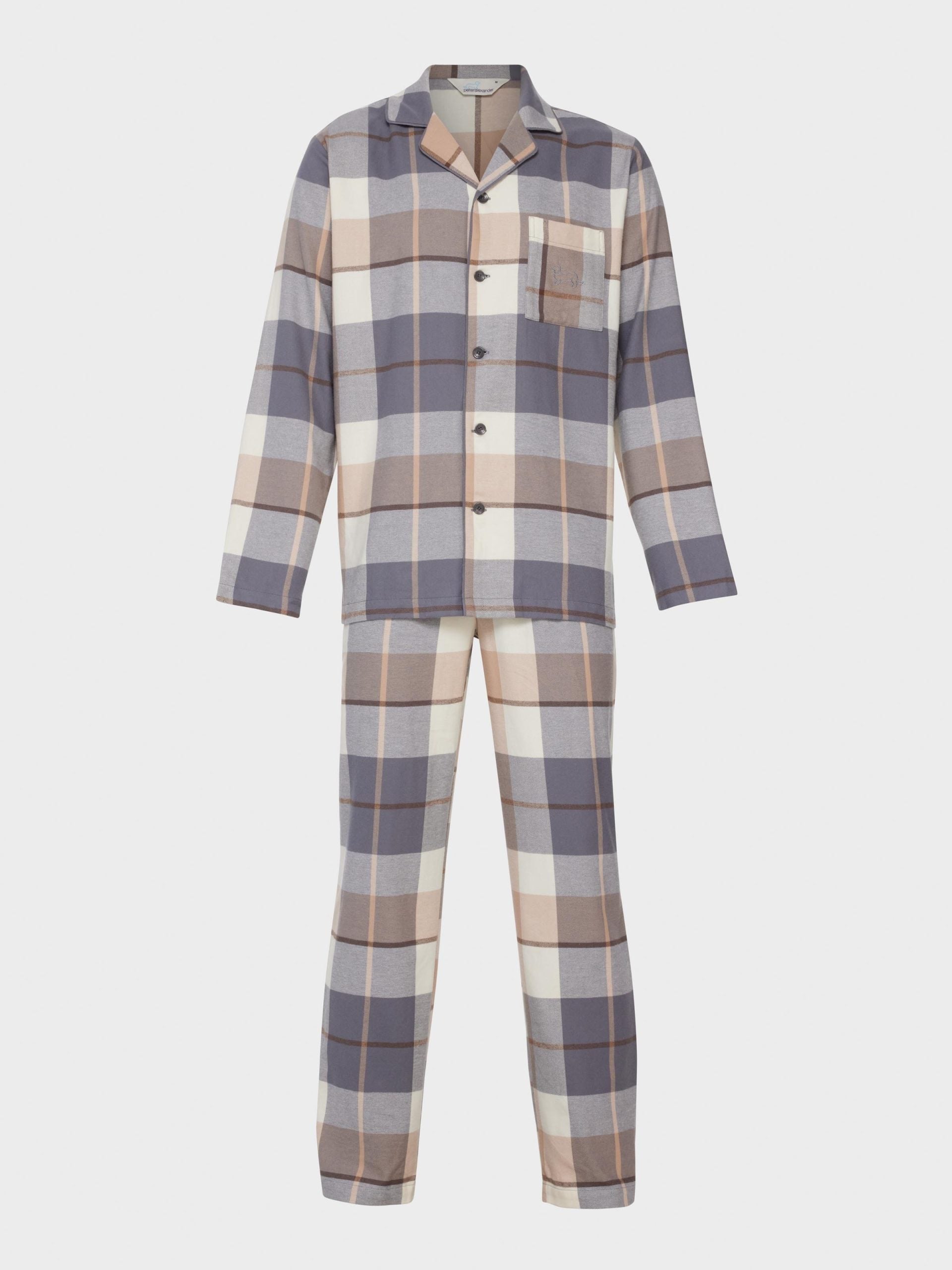 Grey Check Flannelette Long Sleeve Pj Set multi image 4