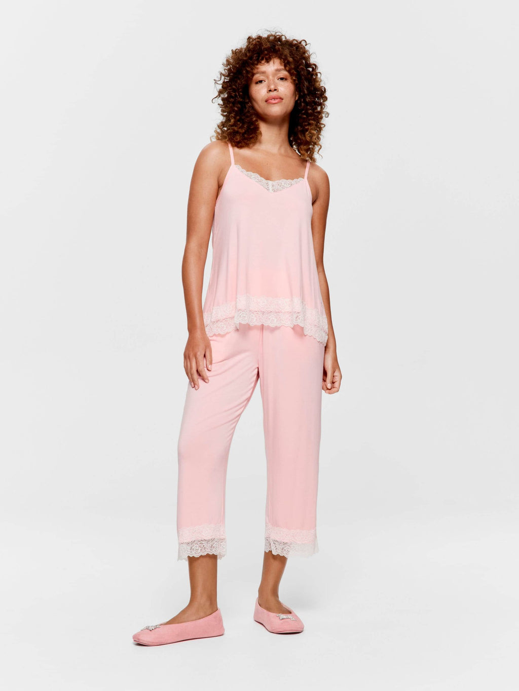 Pink Bamboo Jersey Lace Cami palepink image 2