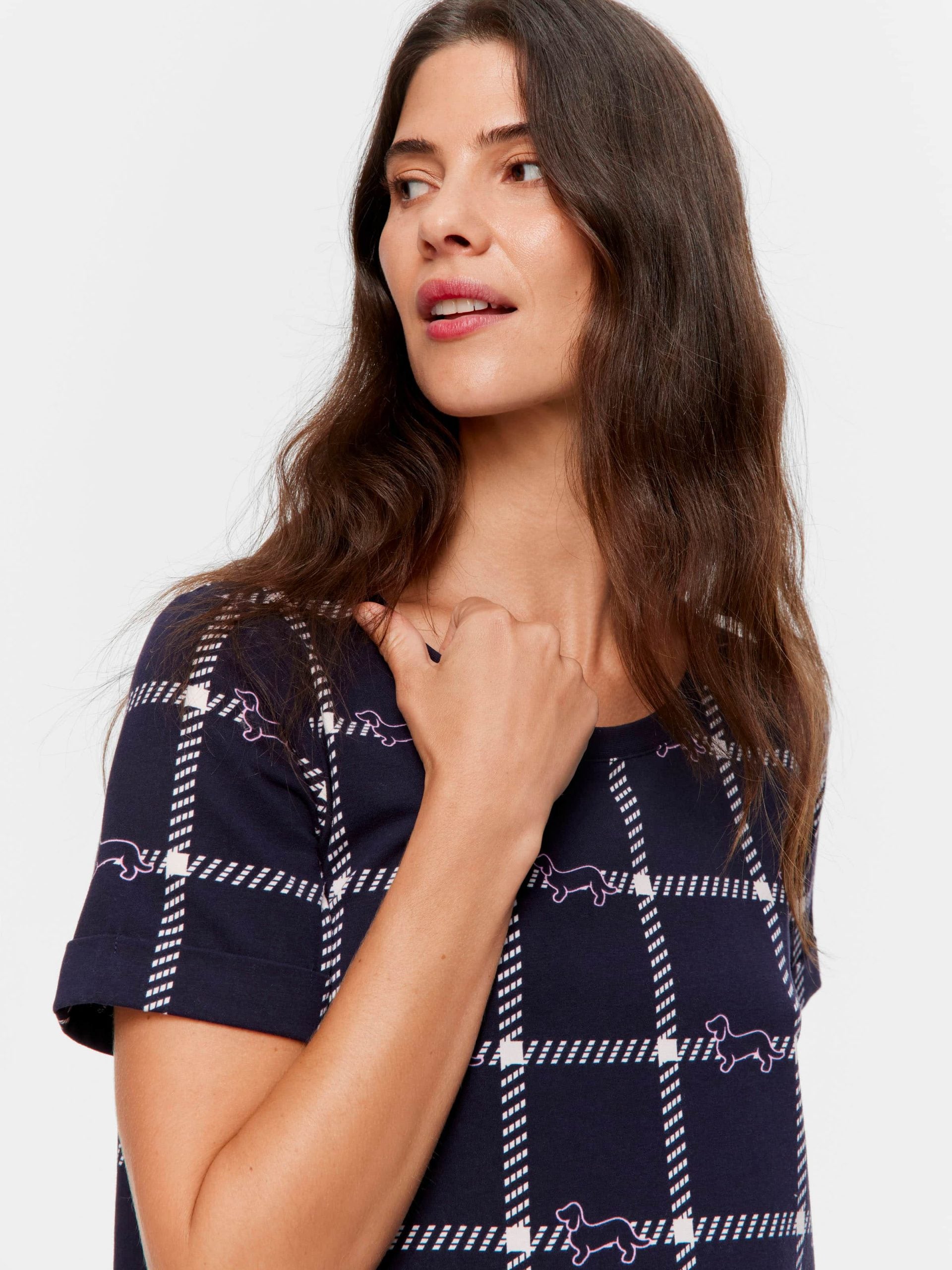 Penny Windowpane Sleep Tee navy image 2