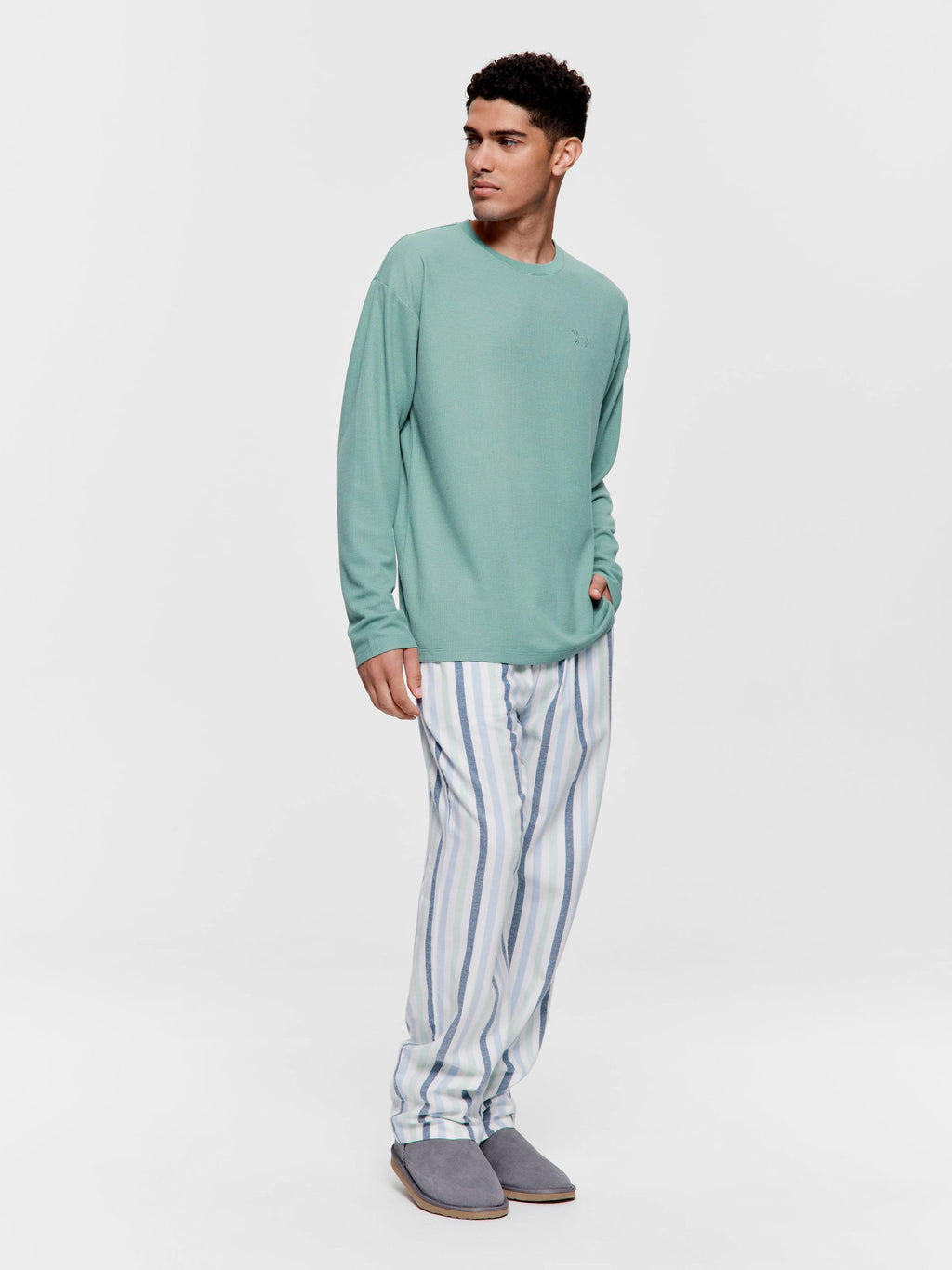 Sage Waffle Long Sleeve Top sage image 1