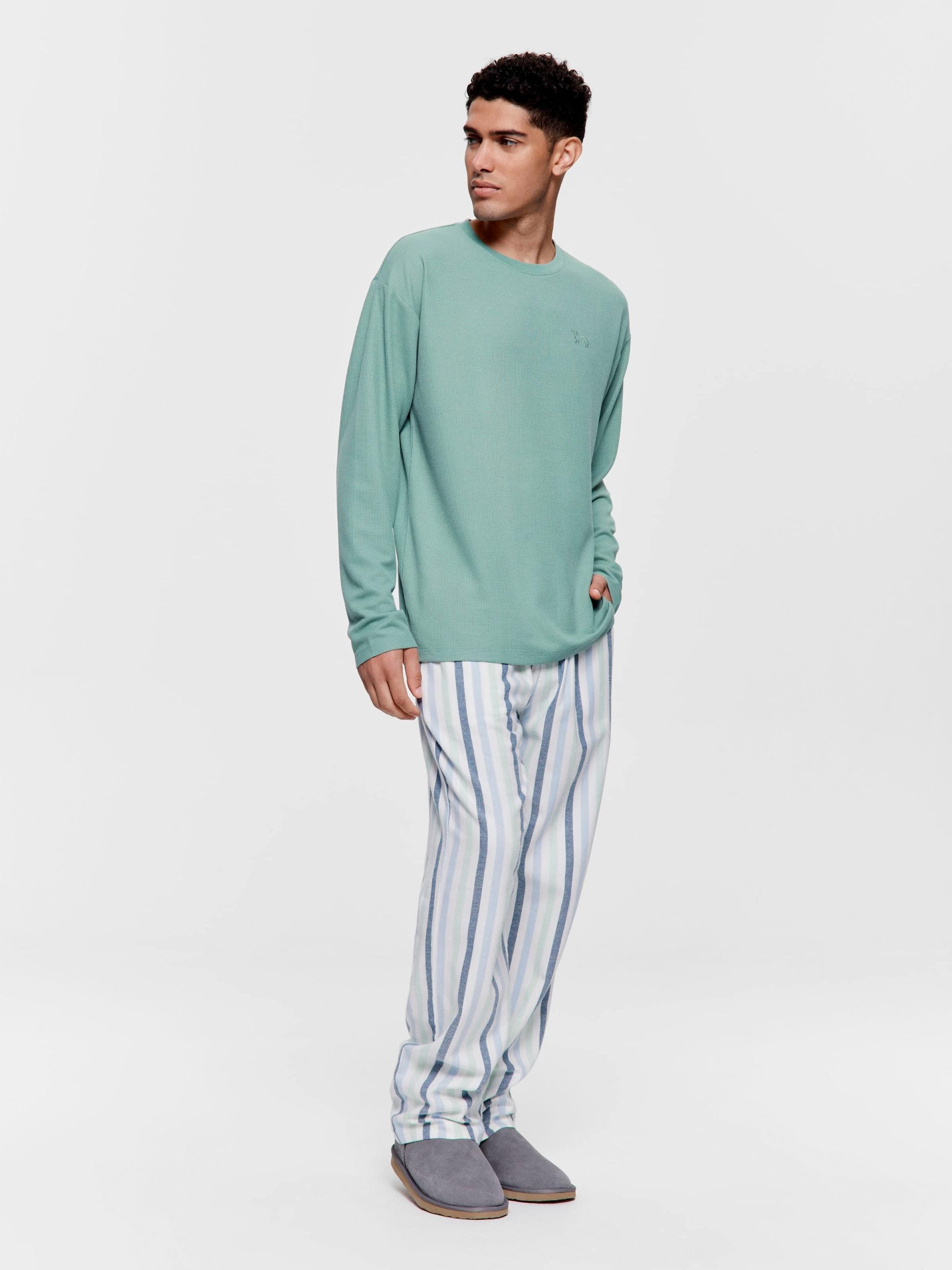 Sage Waffle Long Sleeve Top sage image 1
