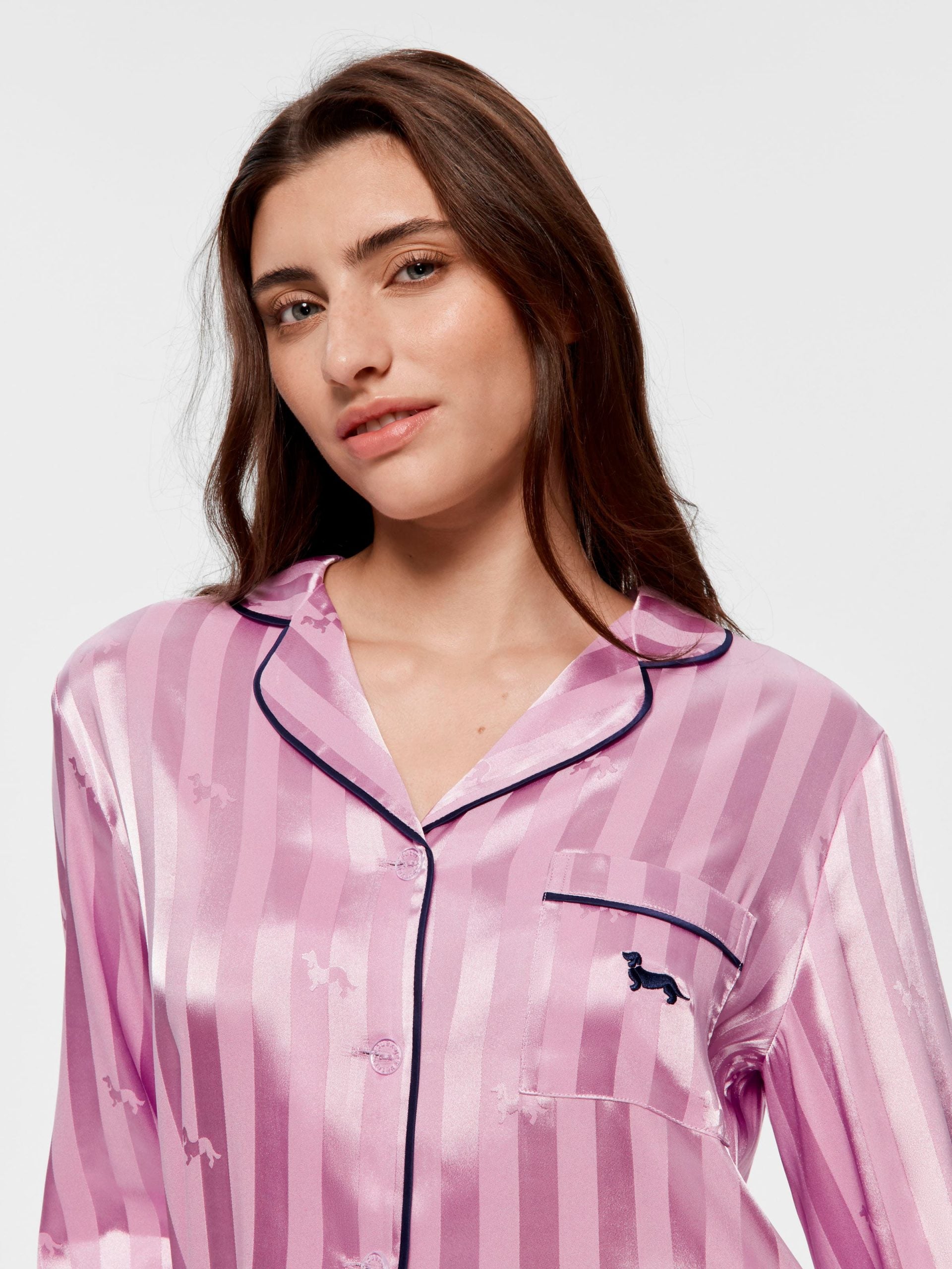 Lilac Penny Stripe Chic Satin Long Sleeve Pj Set lilac image 3