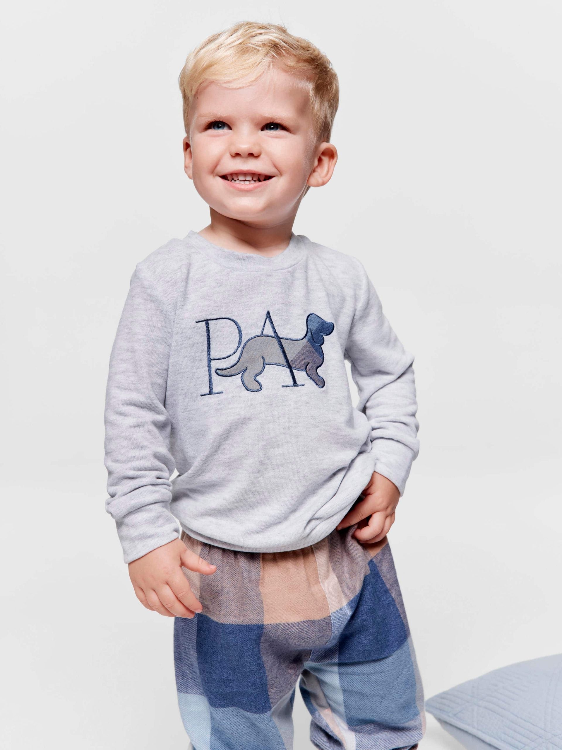 Baby Blue Buffalo Check Long Pj Set multi image 1