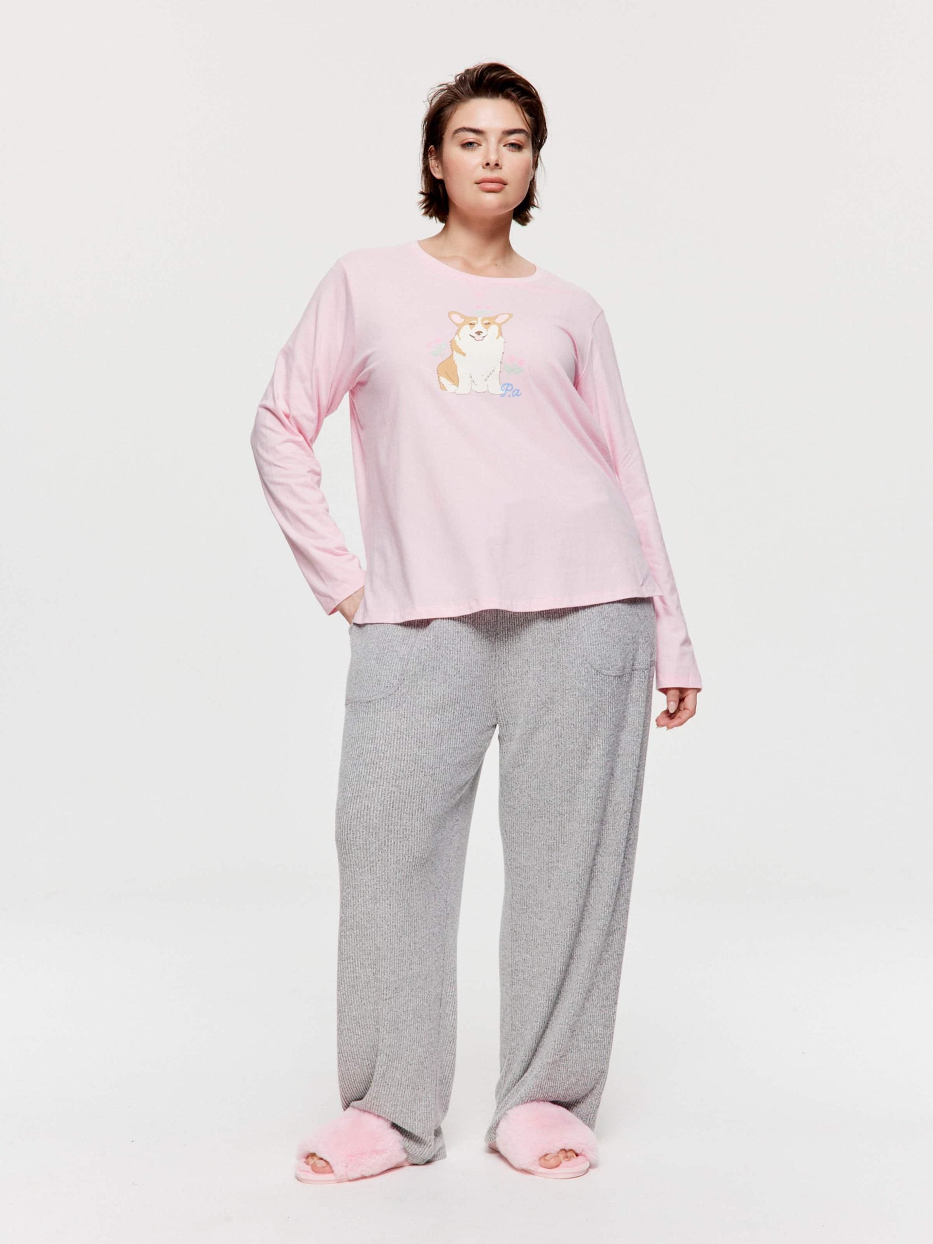 P.A. Plus Corgi Long Sleeve Top Pink image 2