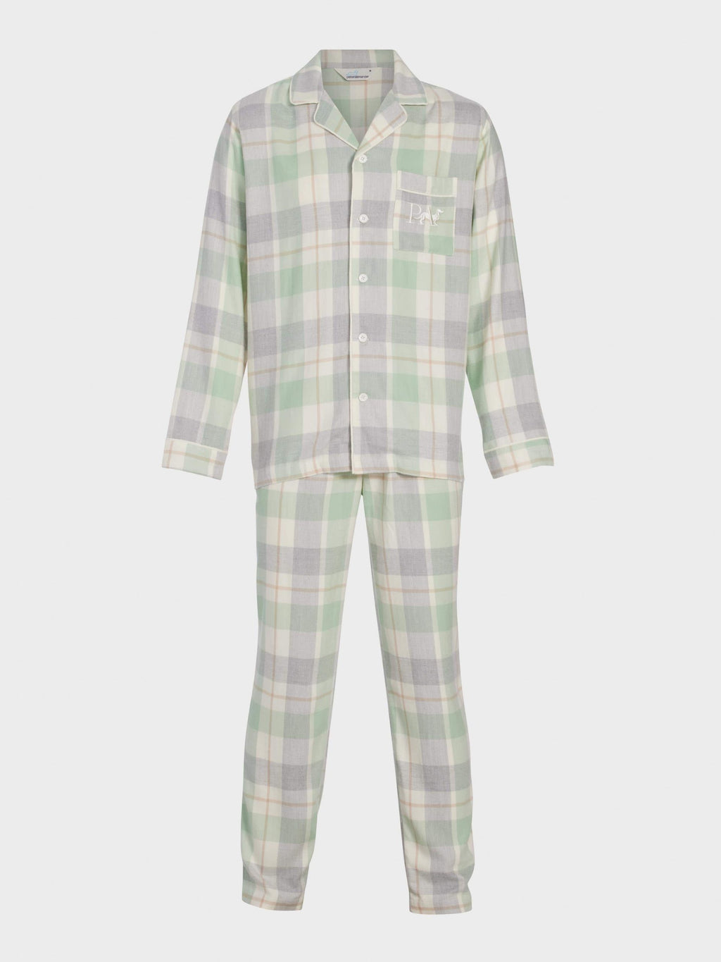 Mint Check Bamboo Flannelette Long Sleeve Pj Set multi image 4