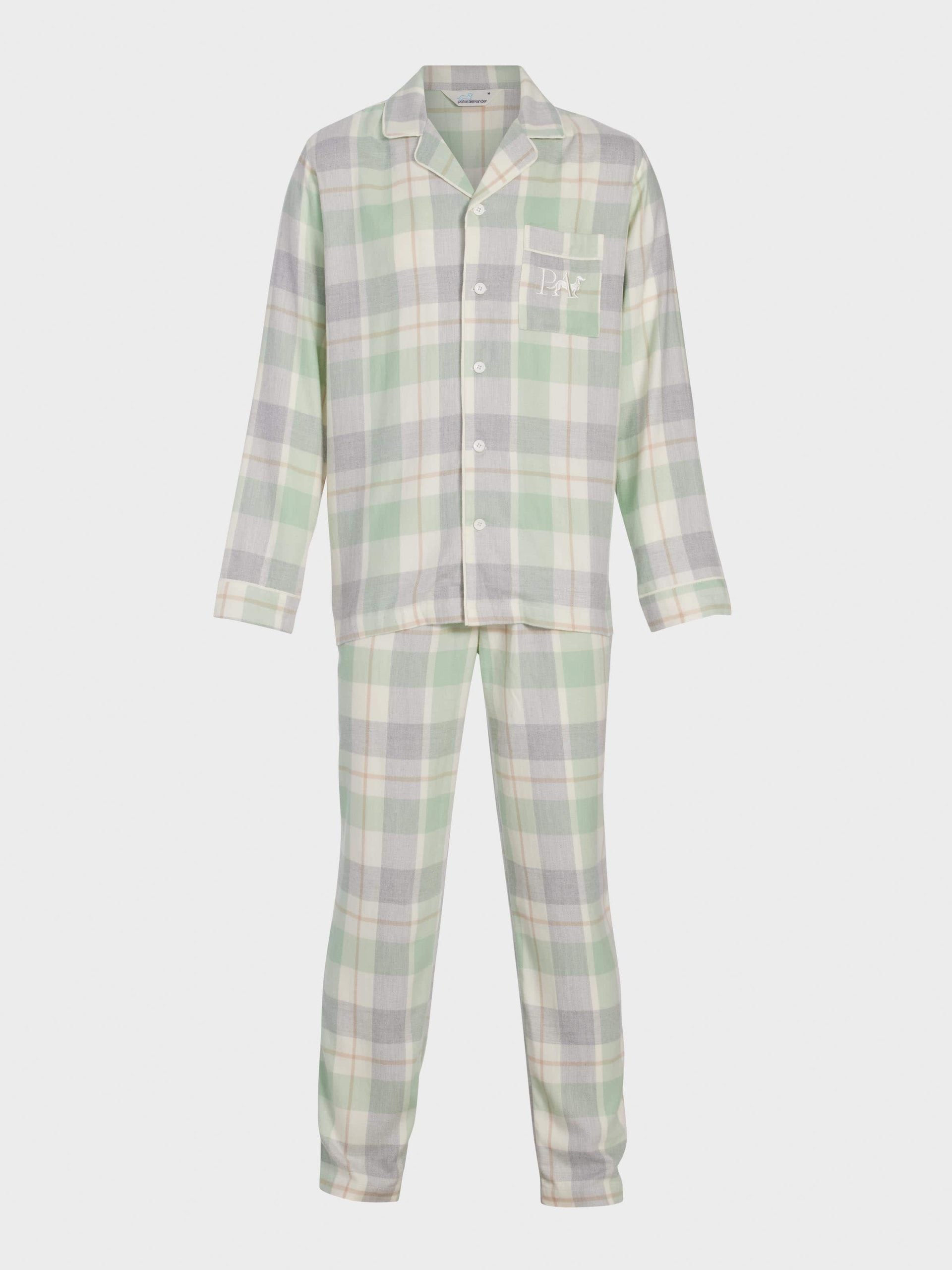 Mint Check Bamboo Flannelette Long Sleeve Pj Set multi image 4
