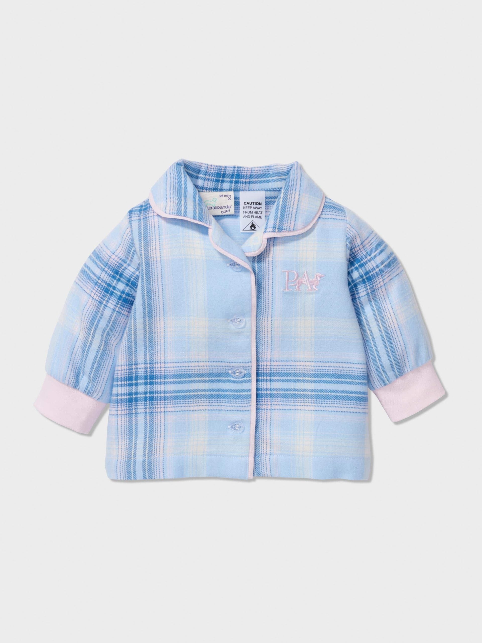 Baby Blue Check Long Classic Pj Set multi image 2