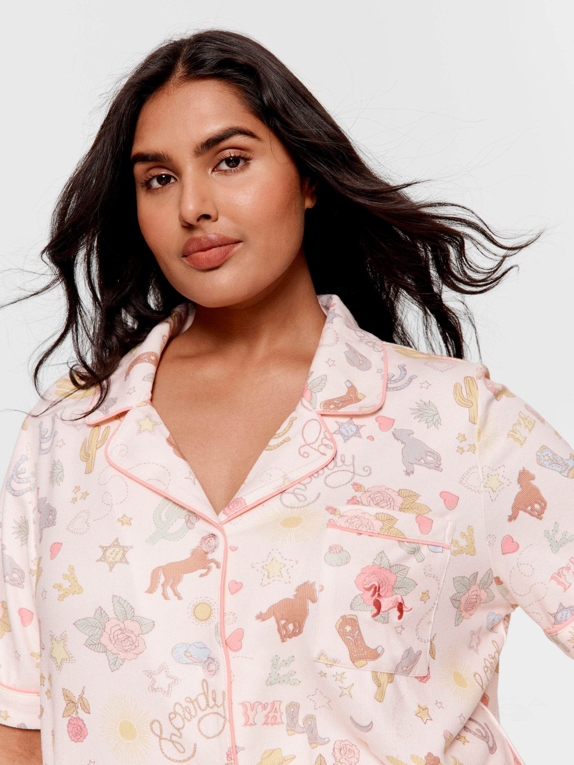 P.A. Plus Howdy Plush Shortie Pj Set Multi image 2