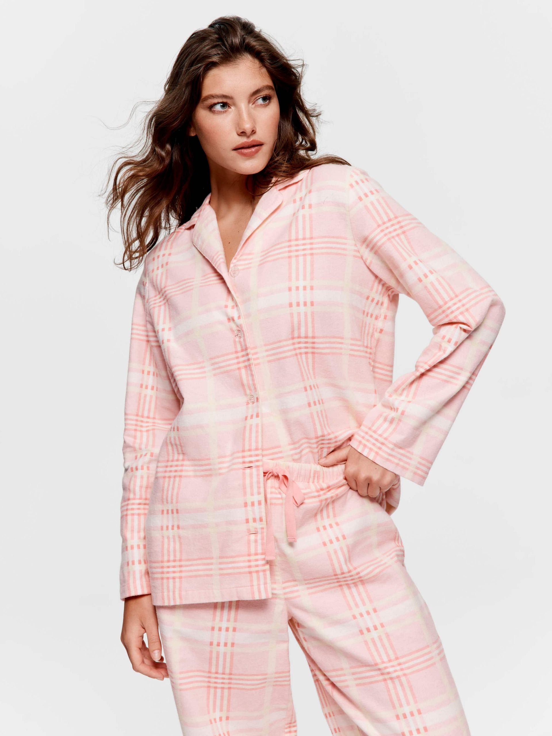 Peach Check Classic Flannelette Pj Set multi image 2