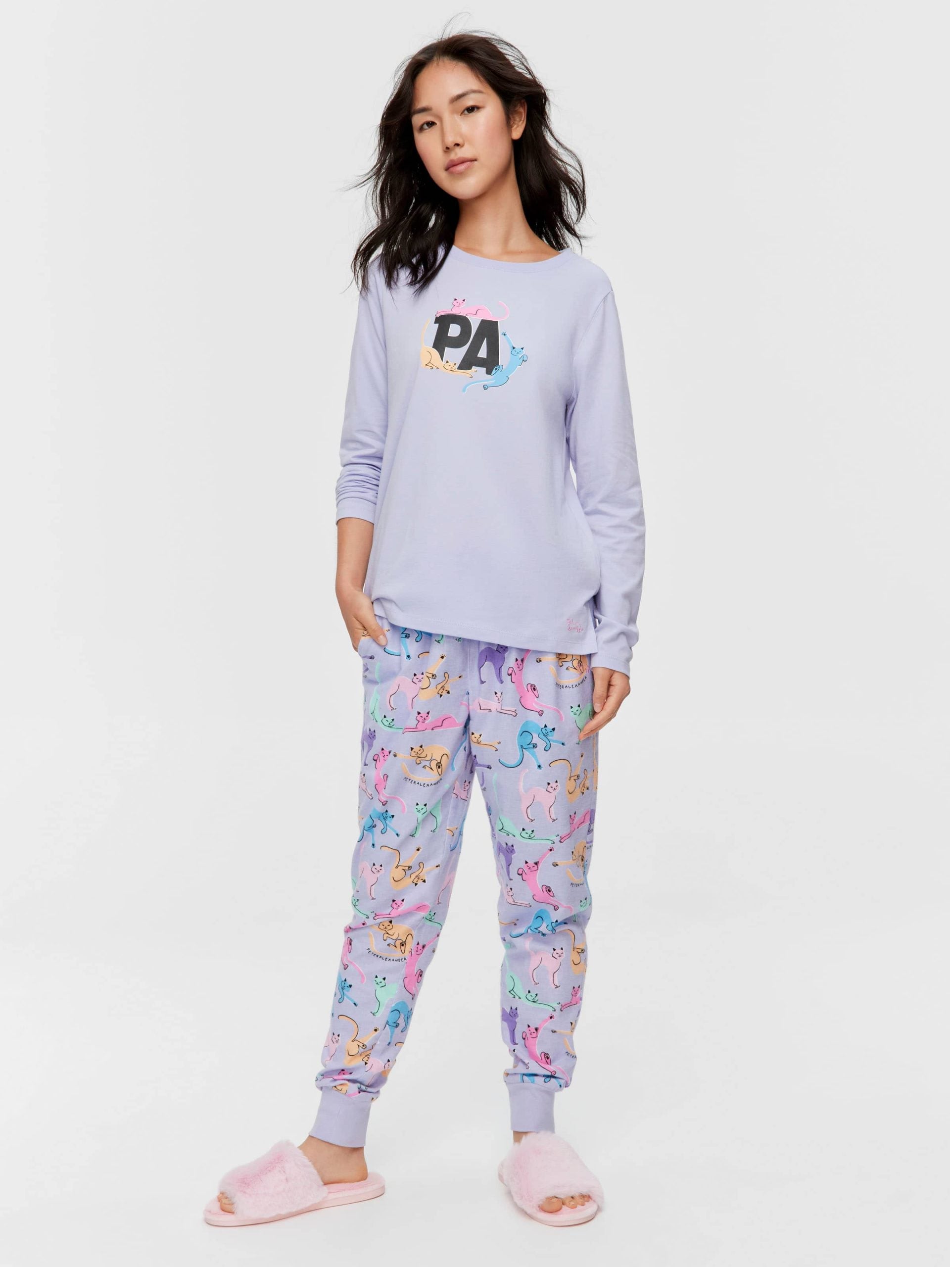 Playful Cats Long Sleeve Top purple image 2