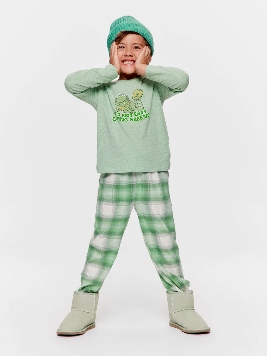 Jnr Boys Kermit Greens Long Pj Set multi image 0