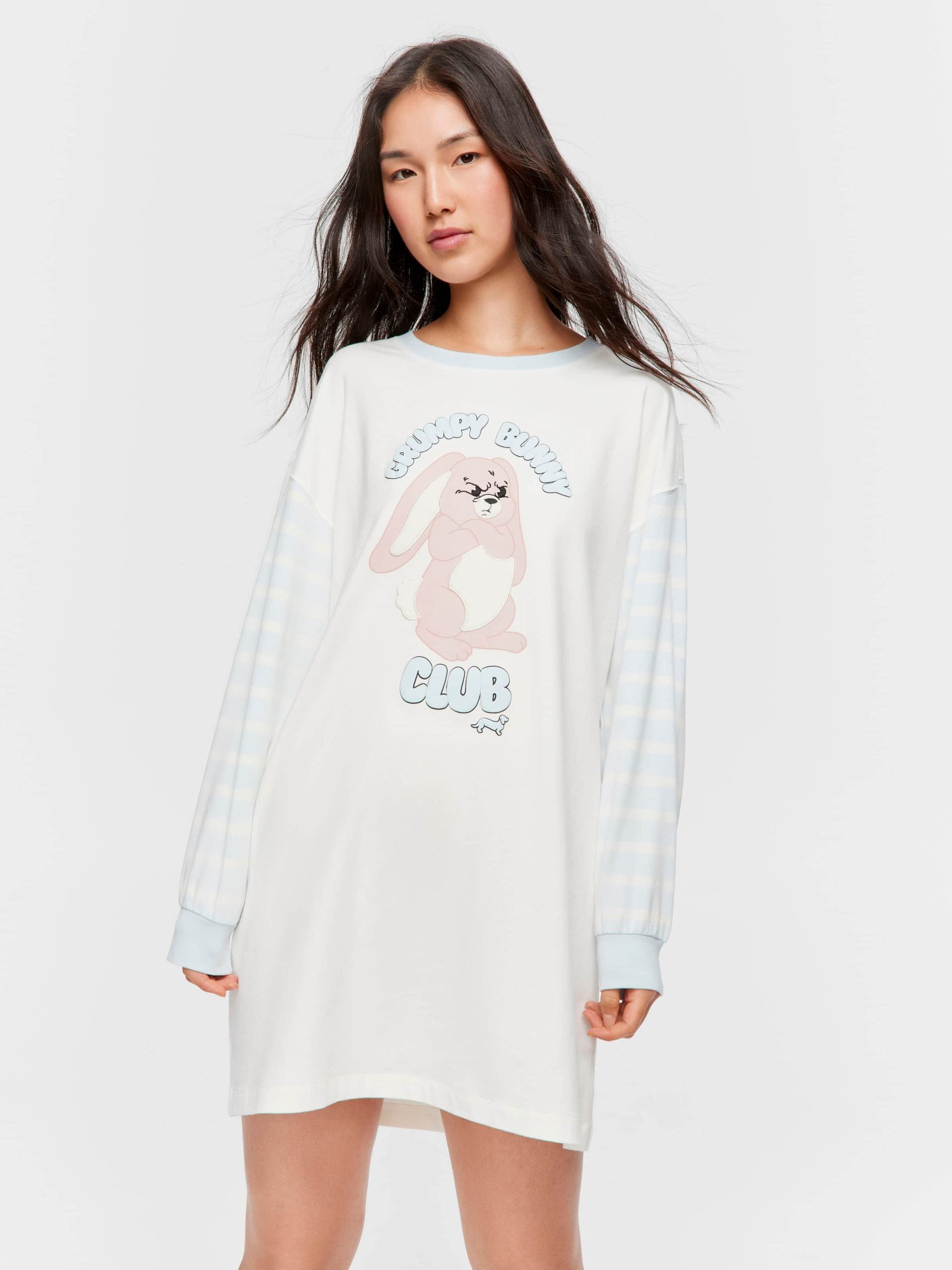 Grumpy Bunny Long Sleeve Sleep Tee cream image 0