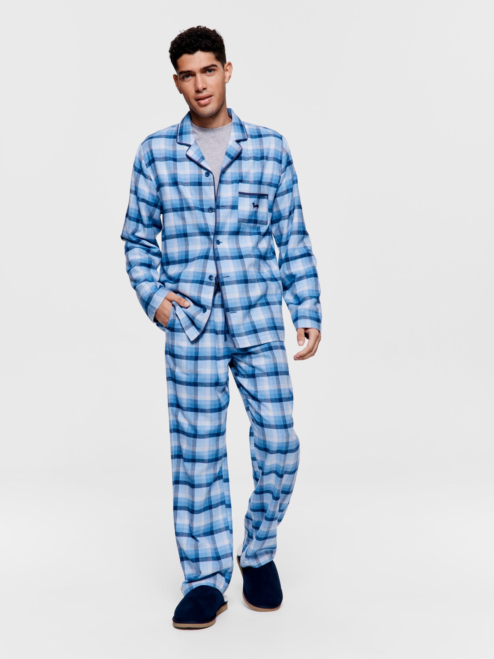 Mini Check Long Sleeve Pj Set blue image 1