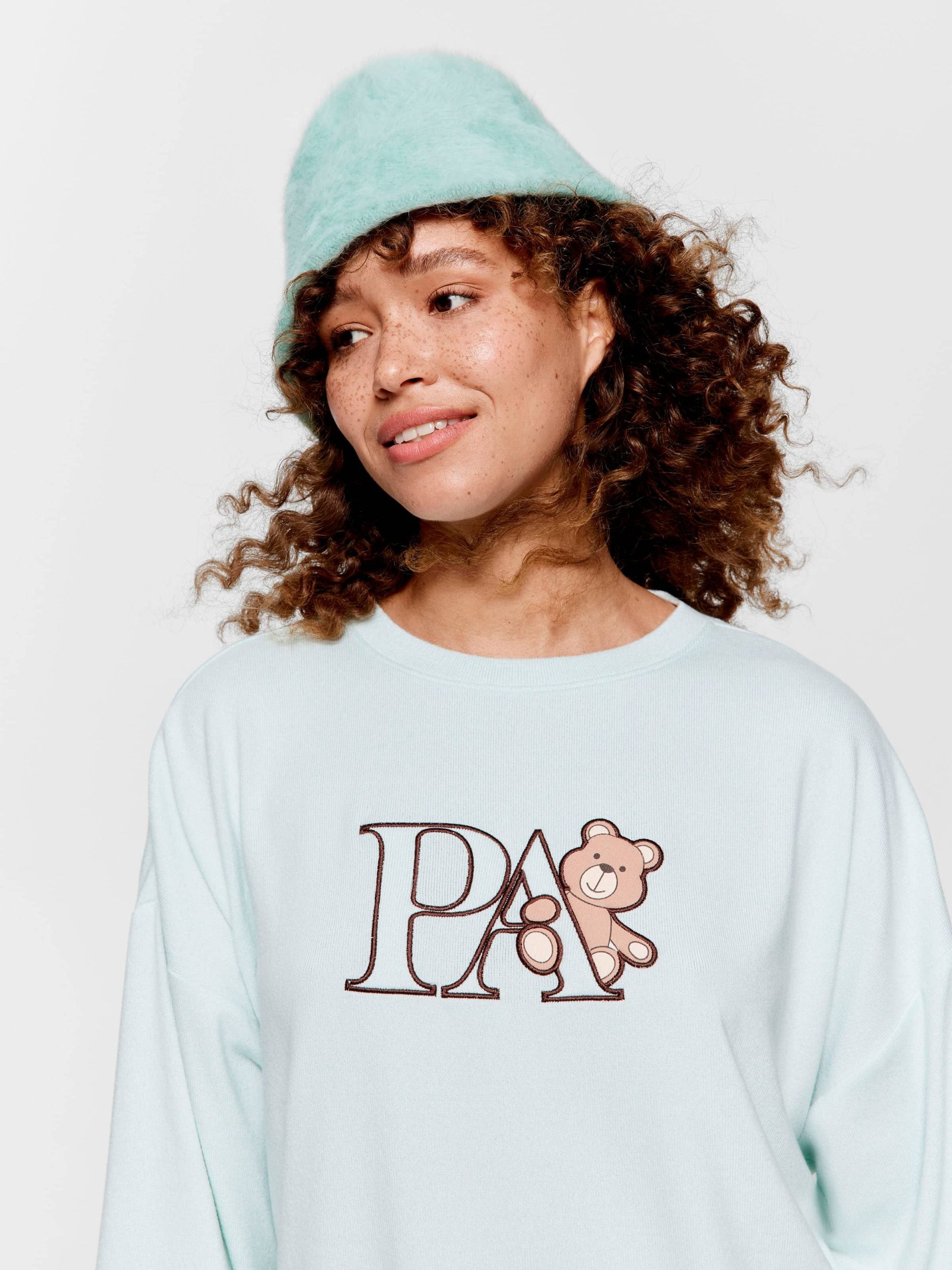 Mint Plush Logo Teddy Sweater mint image 1