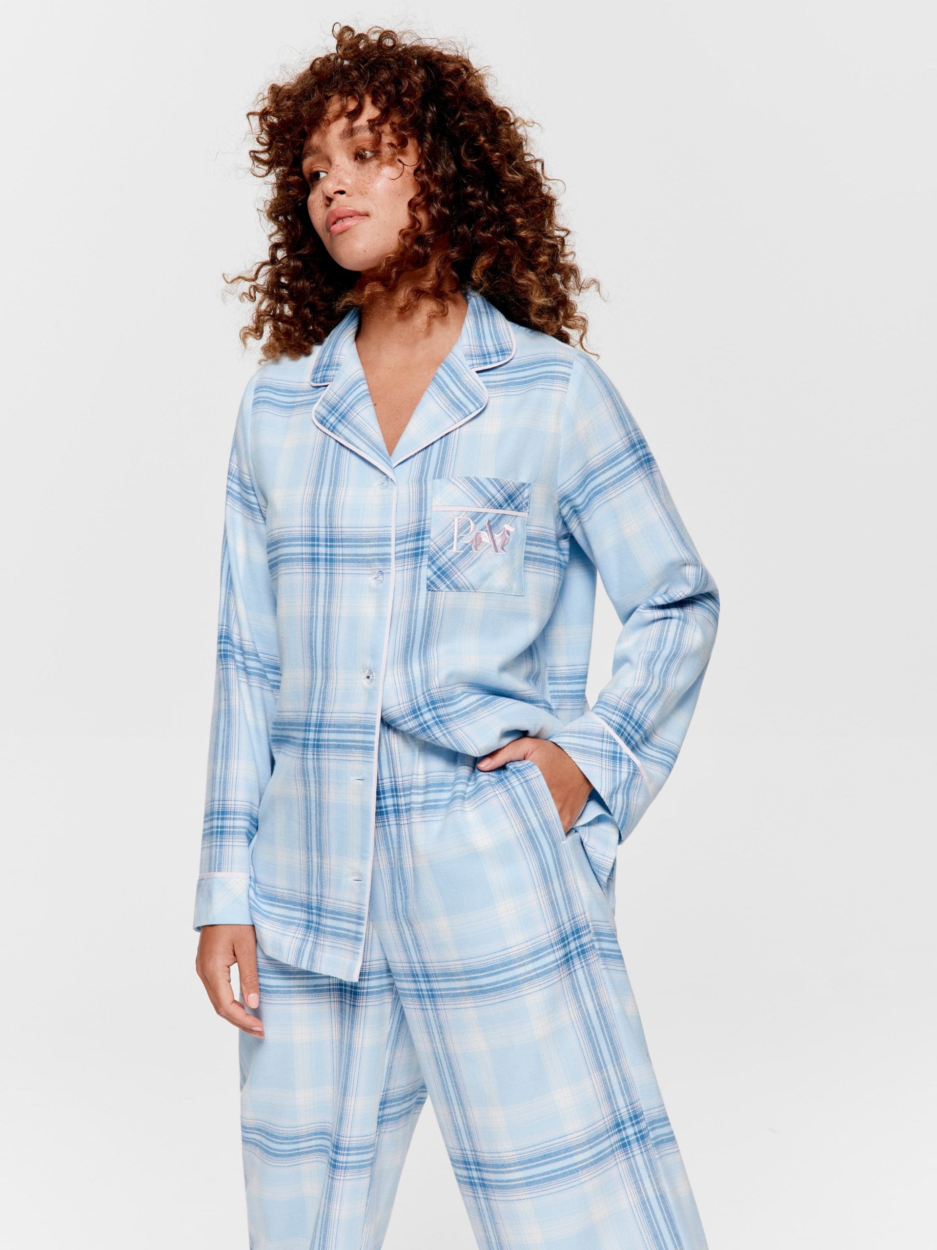 Blue Check Flannelette Classic Pj Set multi image 3