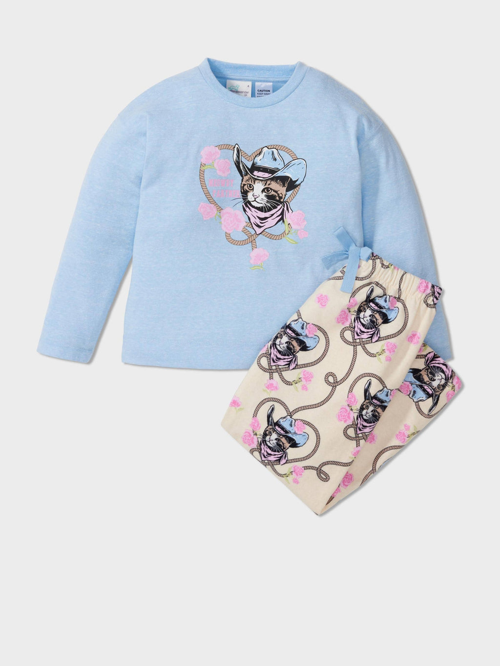 Girls Cowboy Cat Long Pj Set Multi image 0