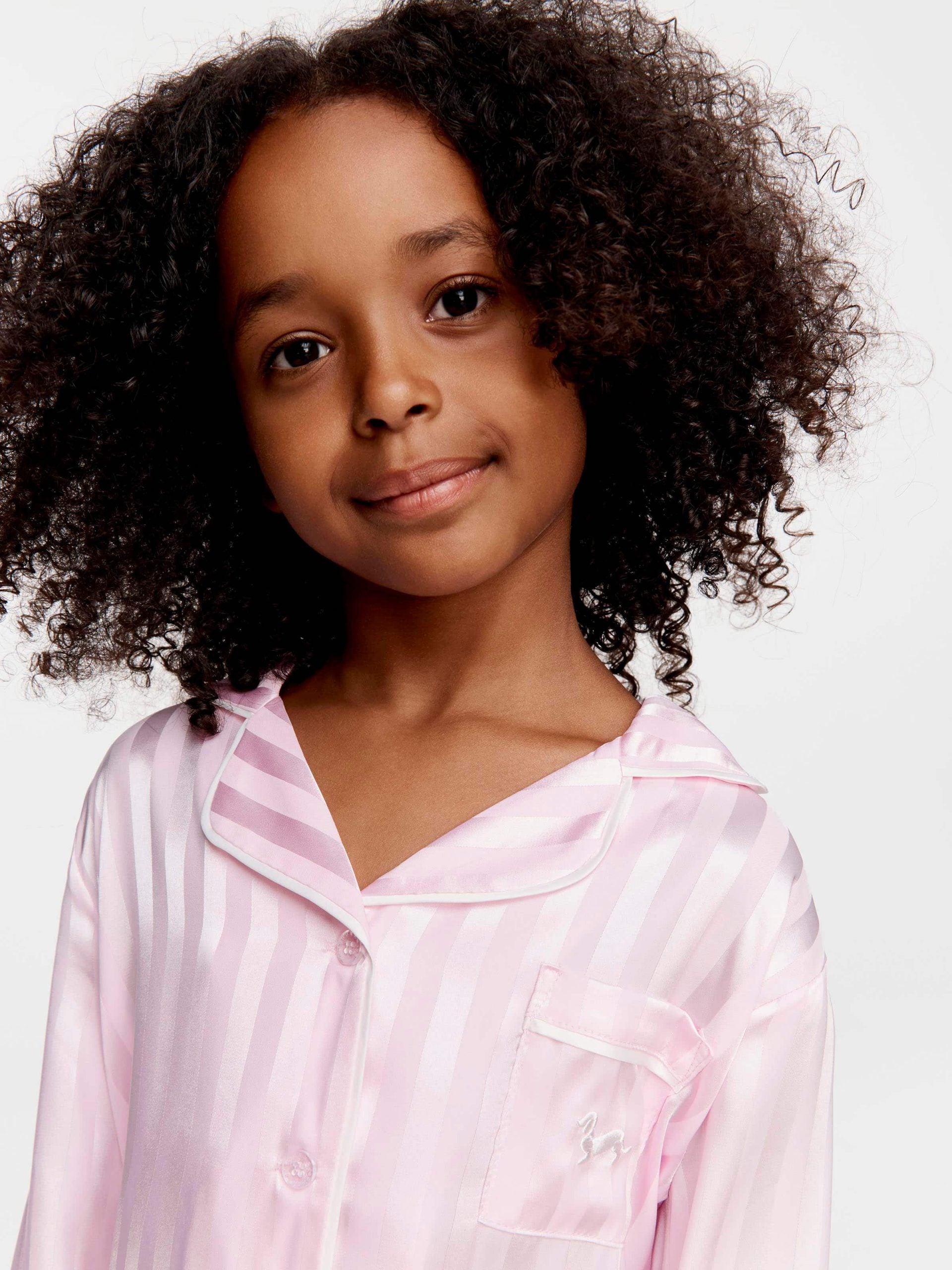 Girls Pink Stripe Satin Pj Set pink image 1