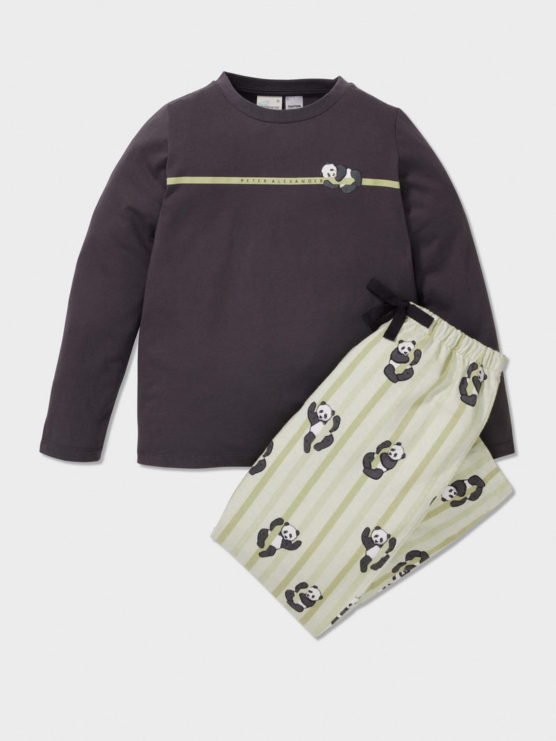 Boys Green Panda Long Pj Set multi image 0
