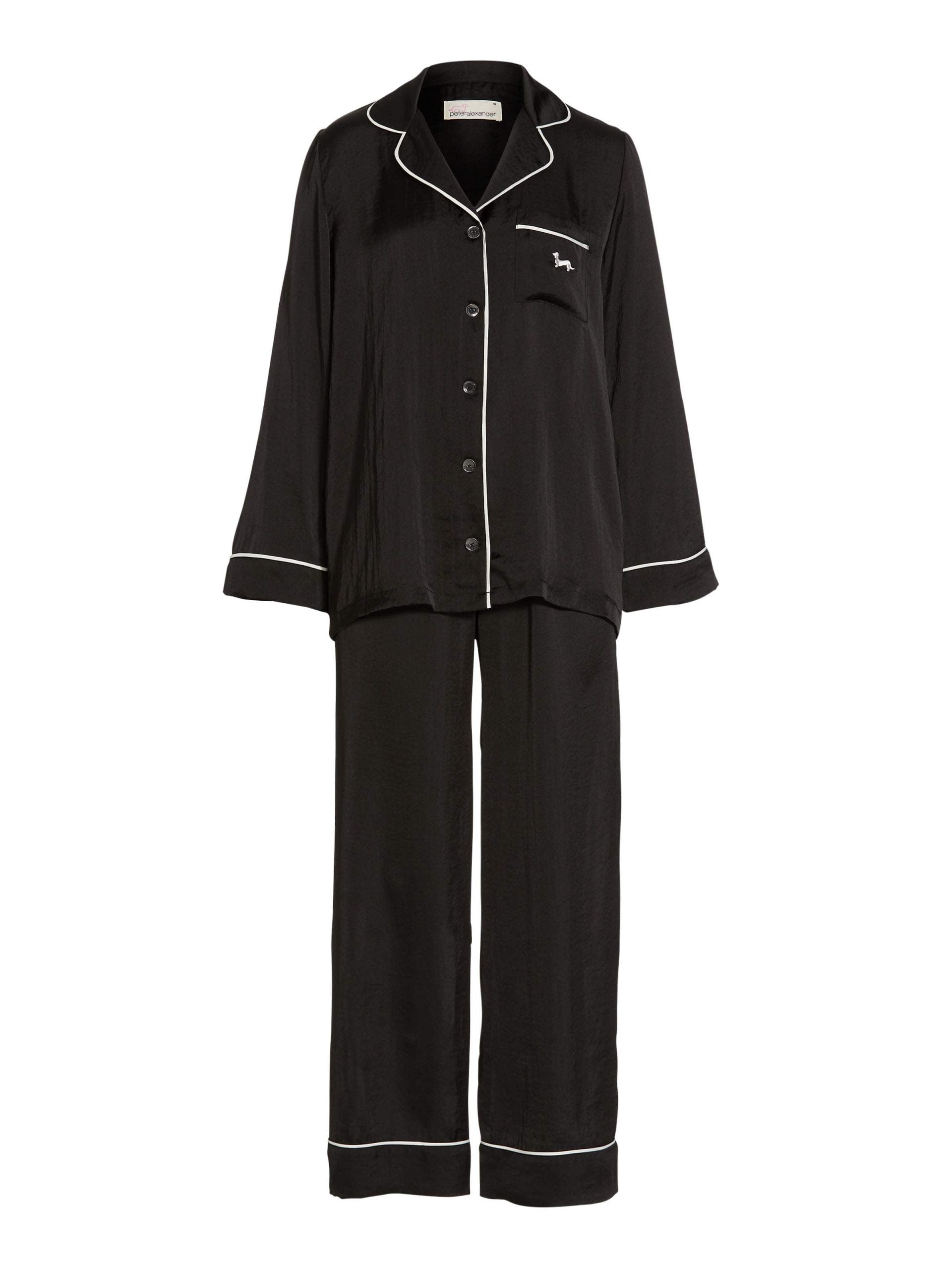 Long Black Chic Satin Pj Set black image 4
