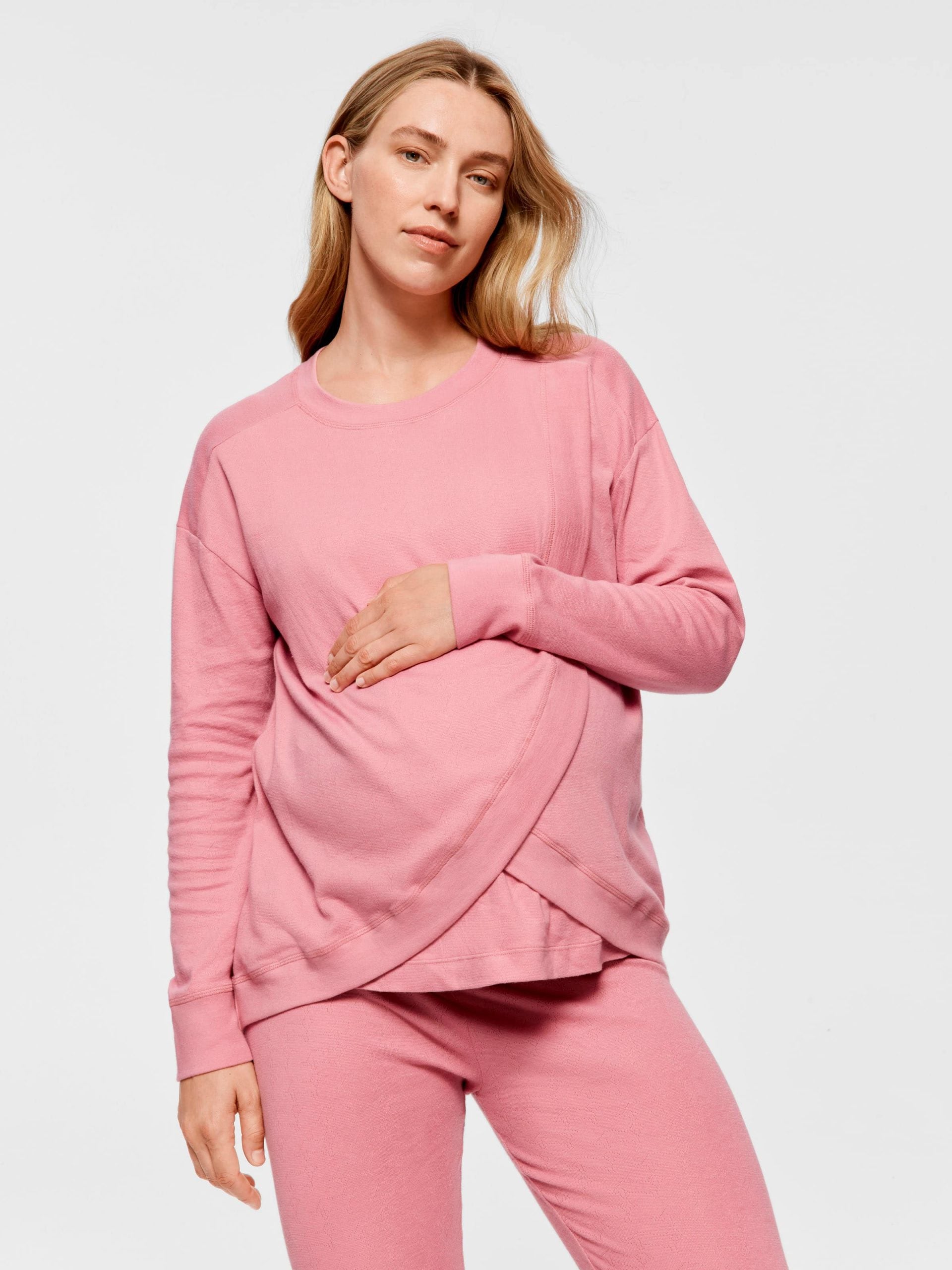 Maternity Pointelle Long Sleeve Pj Set rose image 2