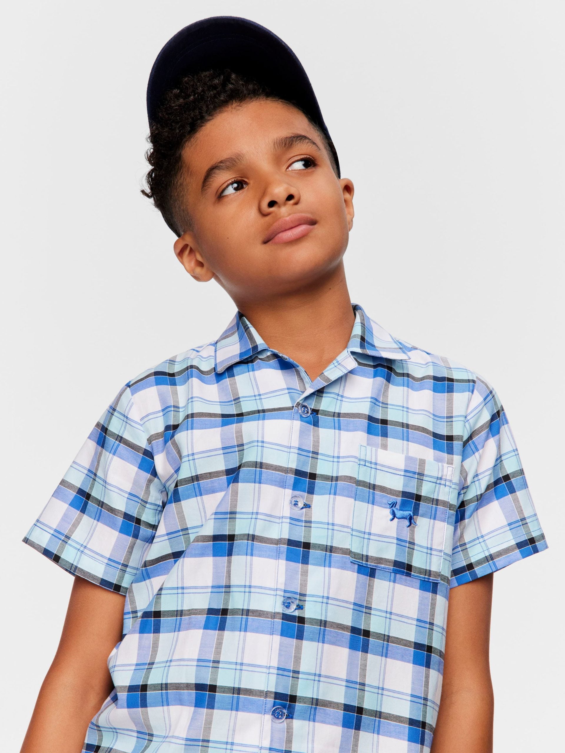Boys Bright Blue Check Classic Pj Set multi image 1
