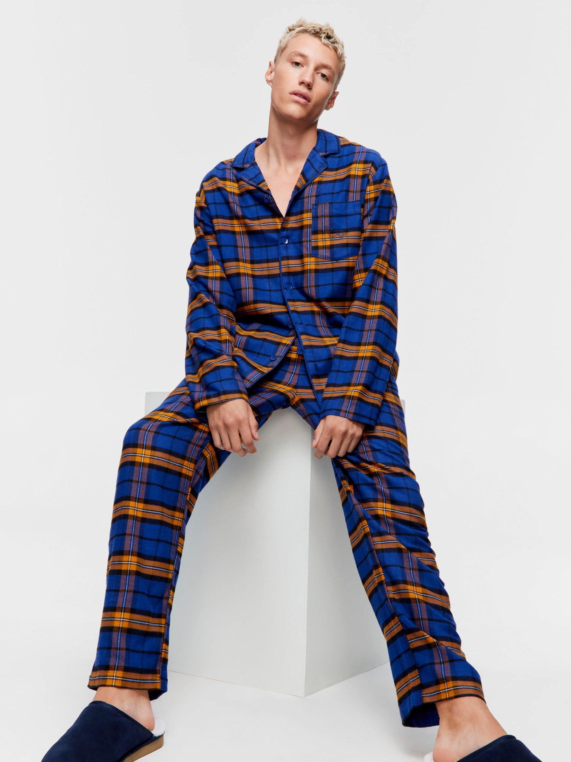 Navy Check Flannelette Long Sleeve Pj Set navy image 0