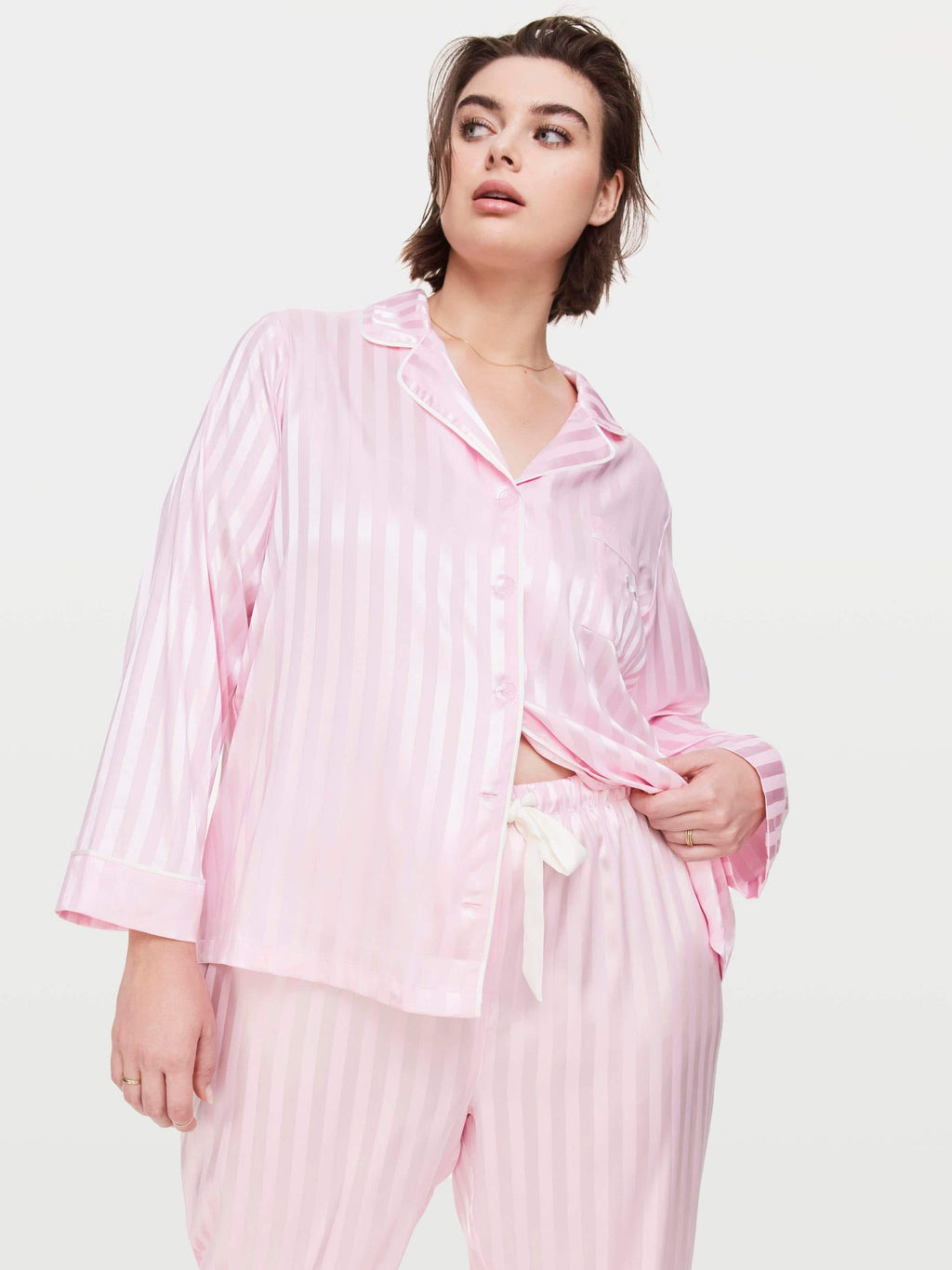 P.A. Plus Long Pink Chic Stripe Pj Set Pink image 3