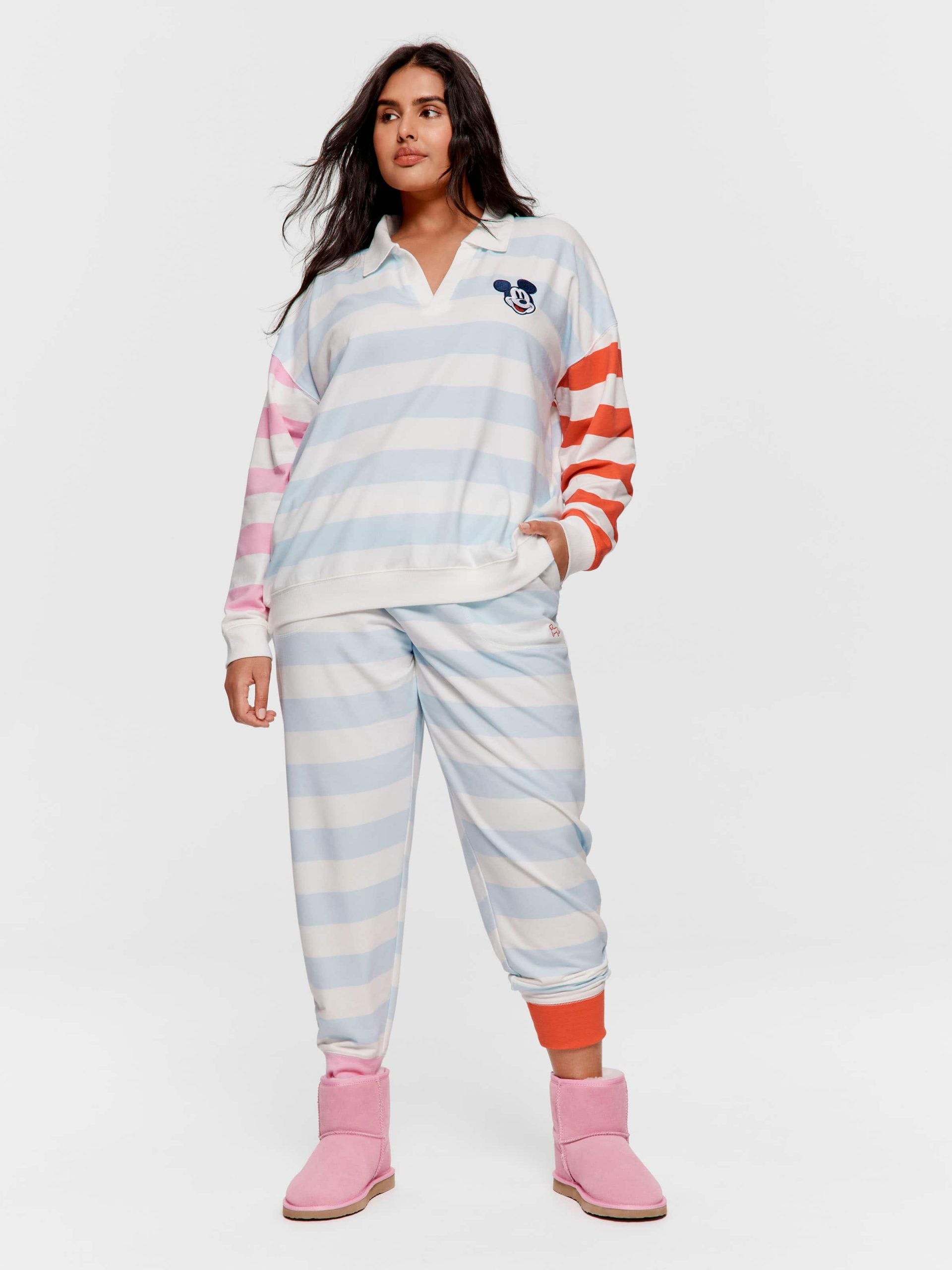P.A. Plus Pastel Stripe Mickey Mouse Collared Sweater Multi image 0
