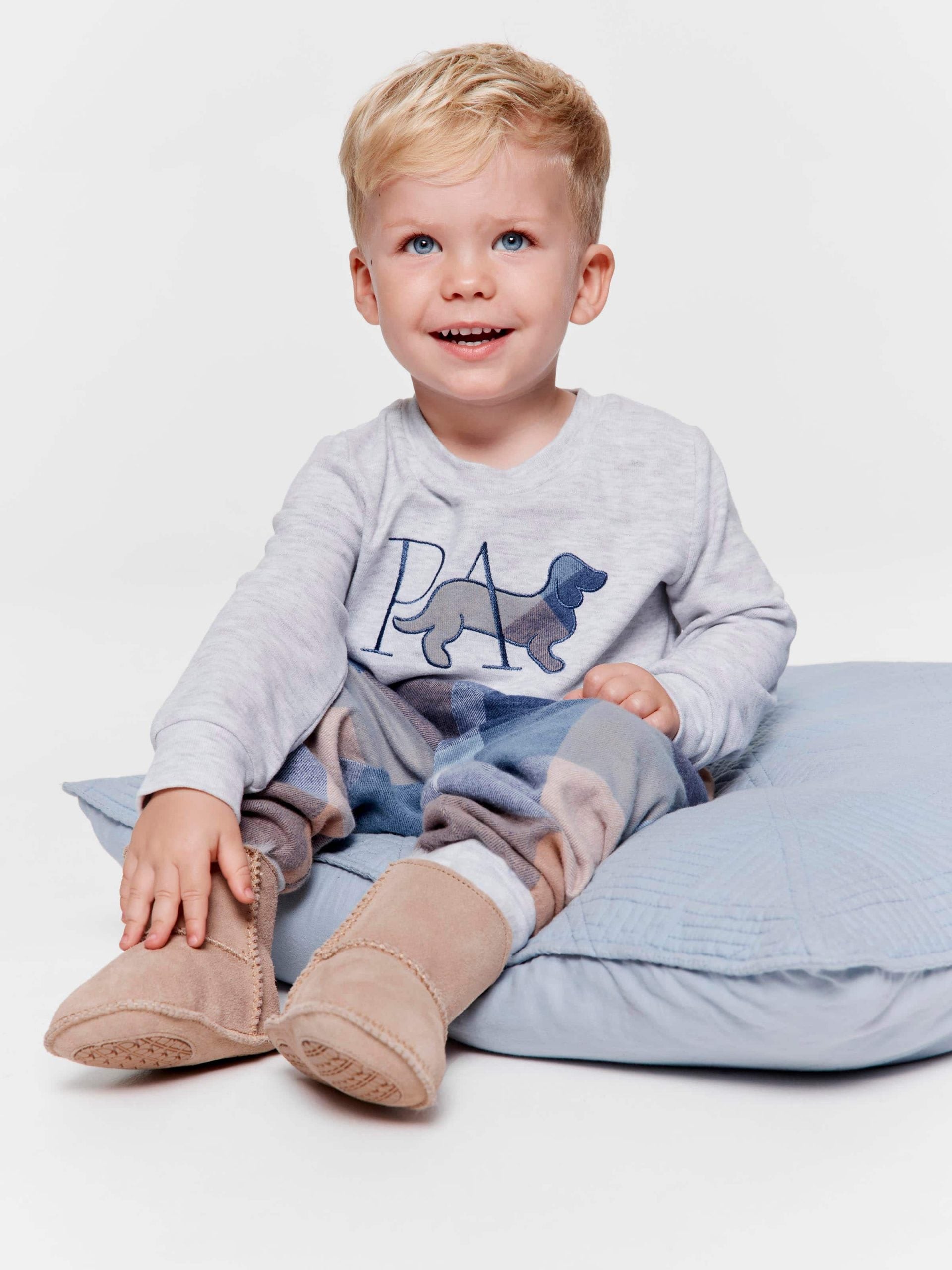 Baby Blue Buffalo Check Long Pj Set multi image 0