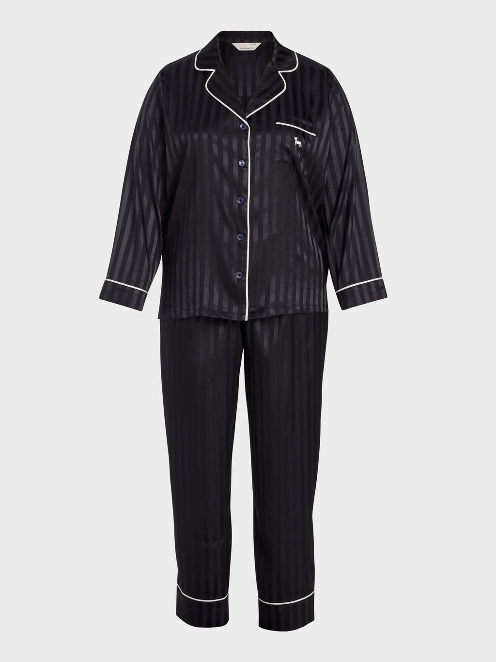 P.A. Plus Black Stripe Chic Satin Long Pj Set Black Stripe image 4