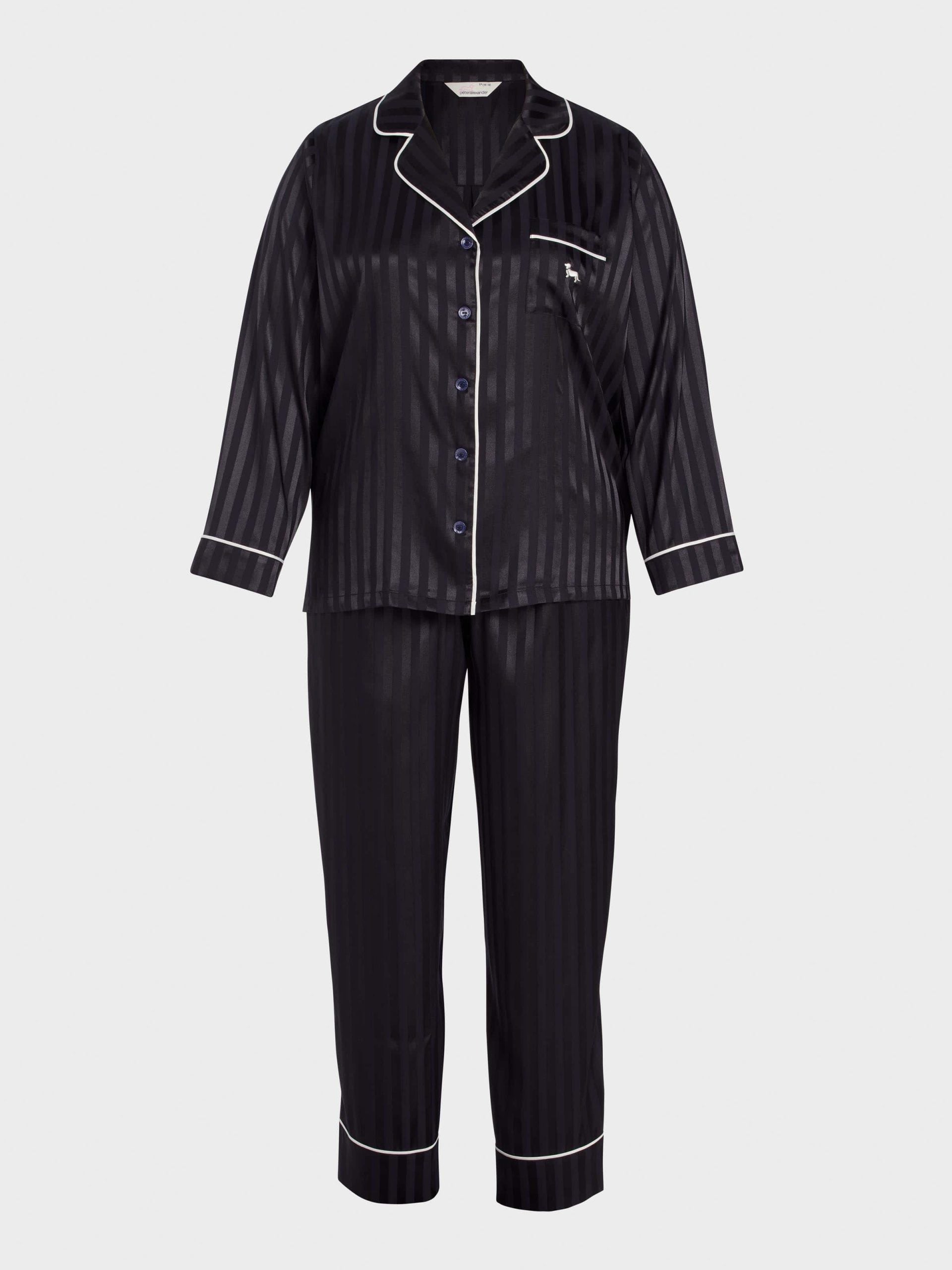 P.A. Plus Black Stripe Chic Satin Long Pj Set Black Stripe image 4