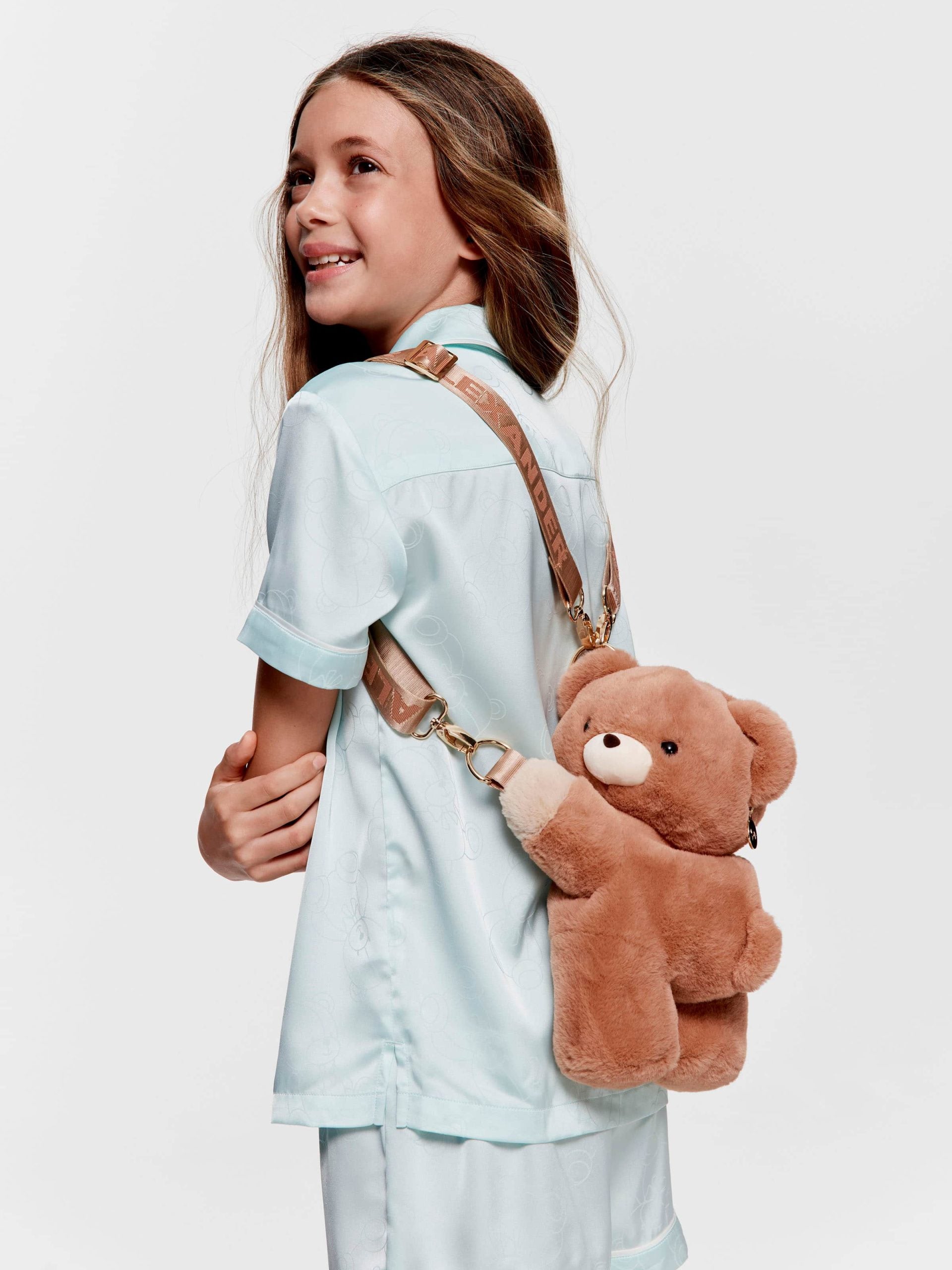 Girls Teddy Bear Satin Classic Shortie Pj Set mint image 2