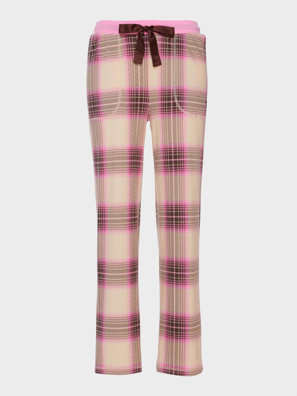 Pink & Brown Waffle Check Wide Leg Pj Pant multi image 3