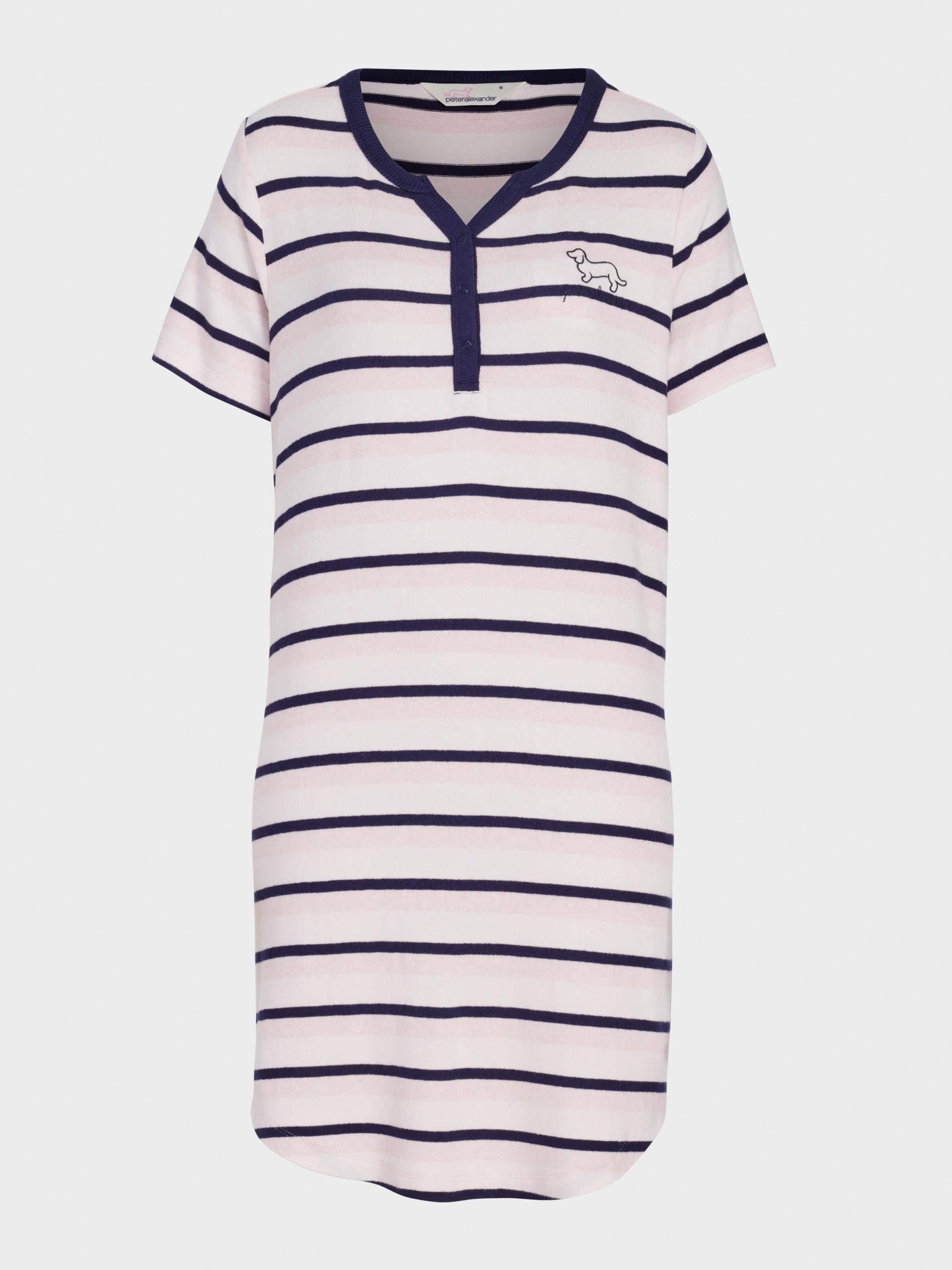 Fuzzy Stripe Henley Short Sleeve Nightie multi image 3