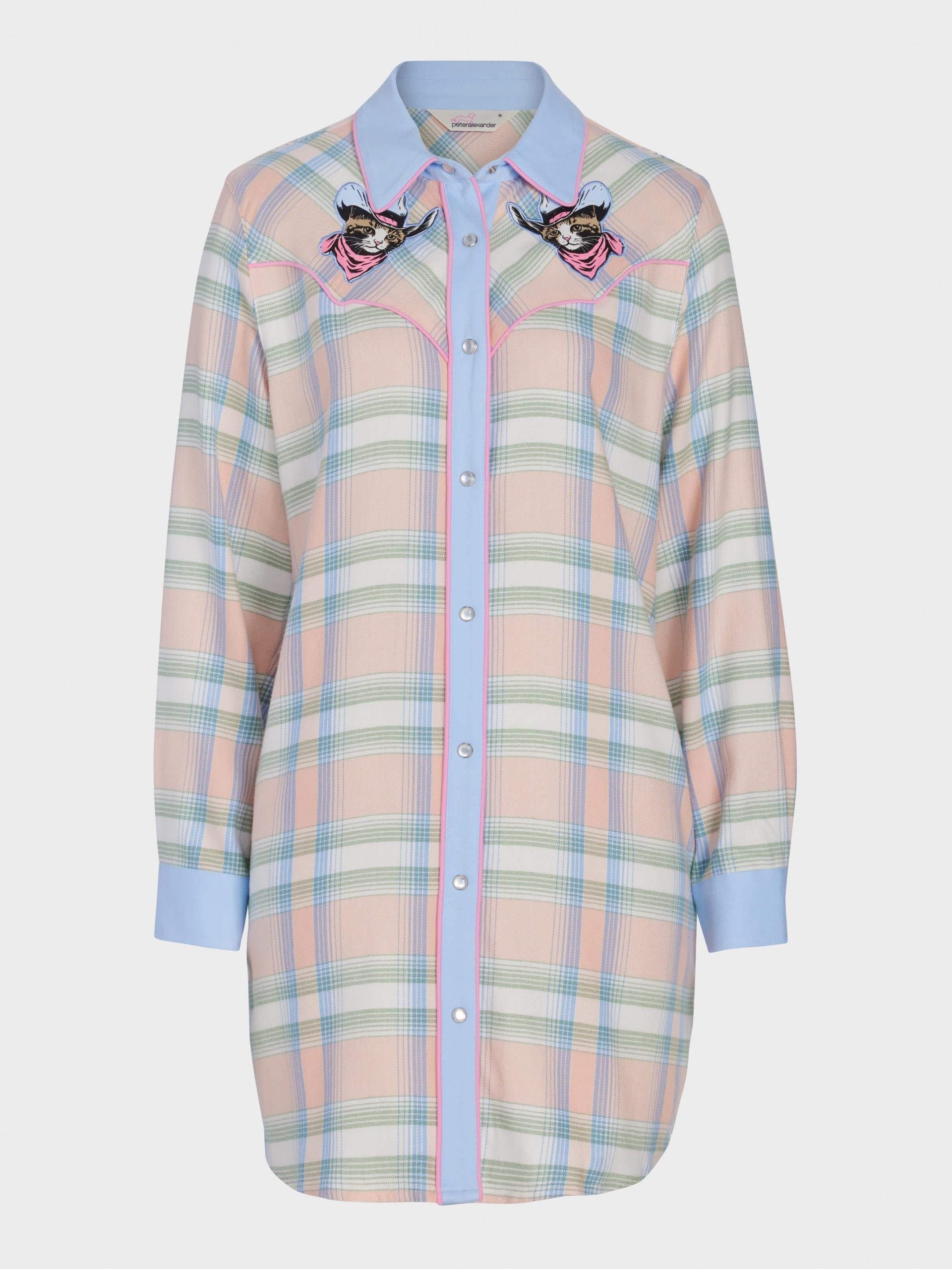 Cowboy Kitty Long Sleeve Flannelette Nightshirt Multi image 3