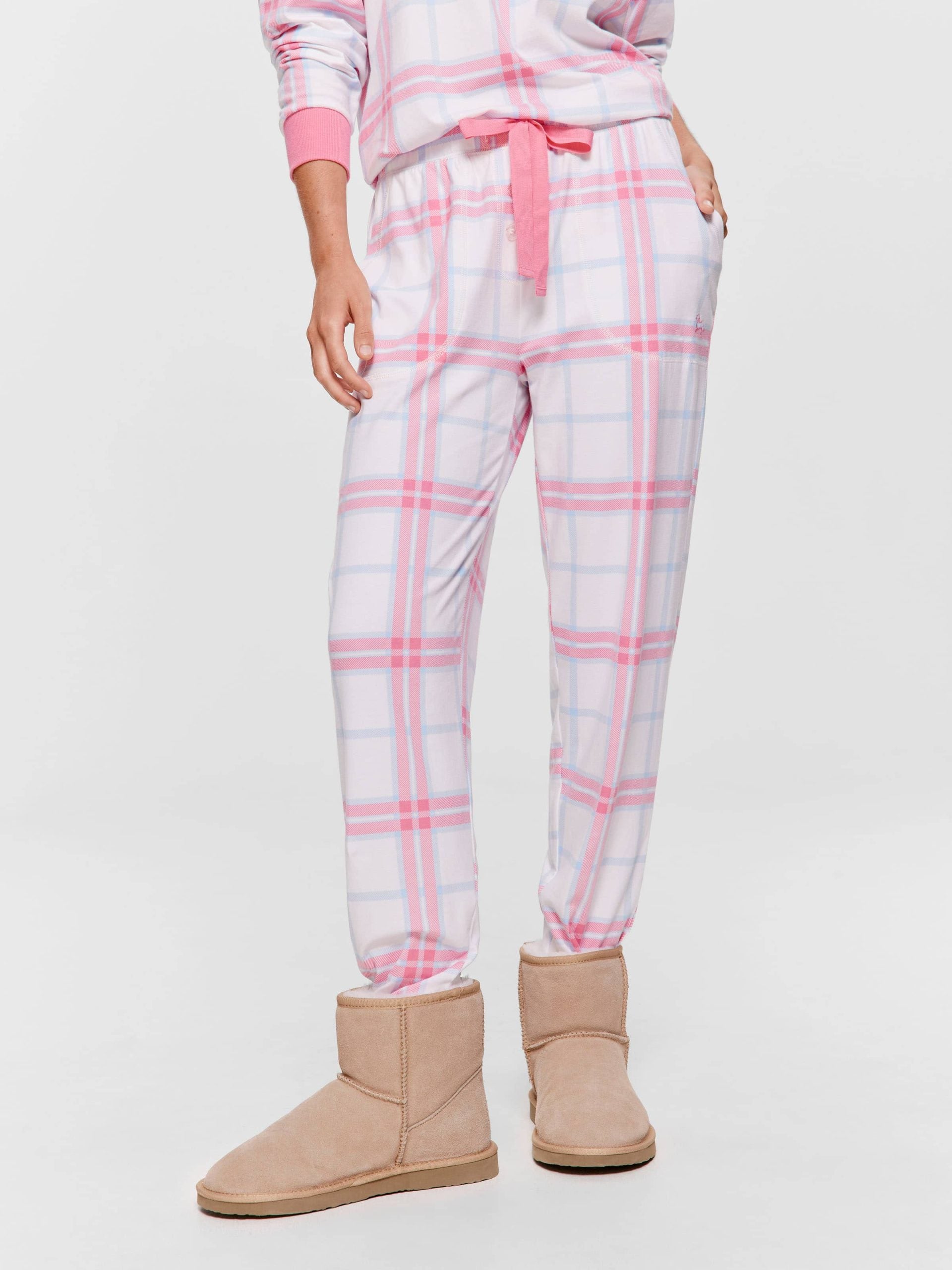 Cream & Pink Check Easy Pj Pant multi image 1