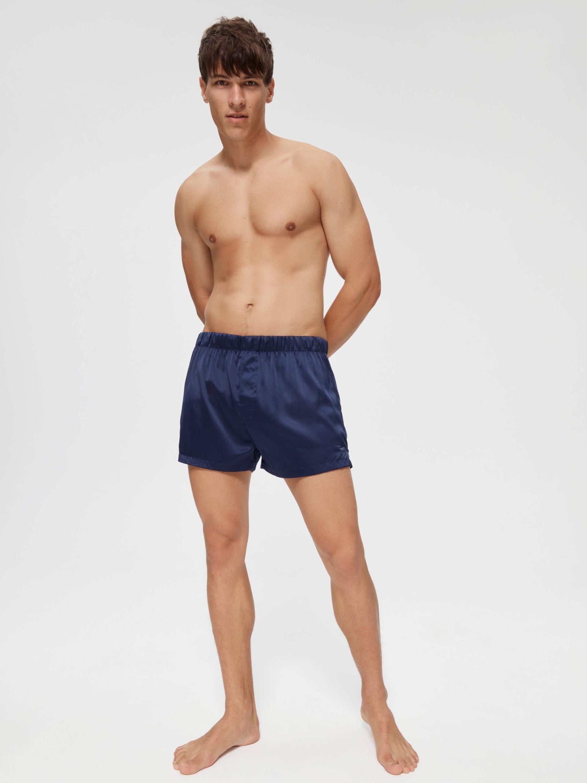 Navy Satin Boxer Short navy image 1