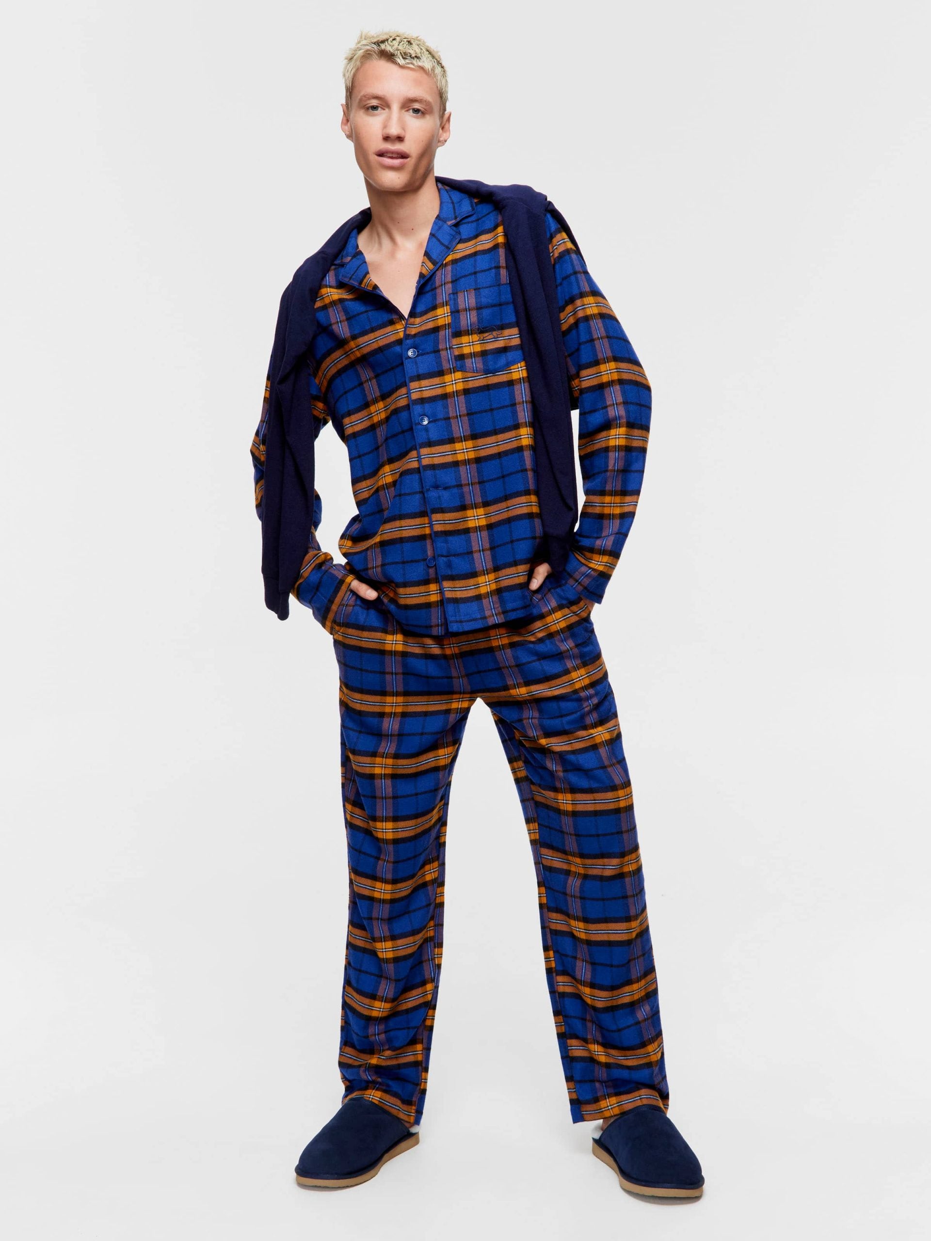 Navy Check Flannelette Long Sleeve Pj Set navy image 2