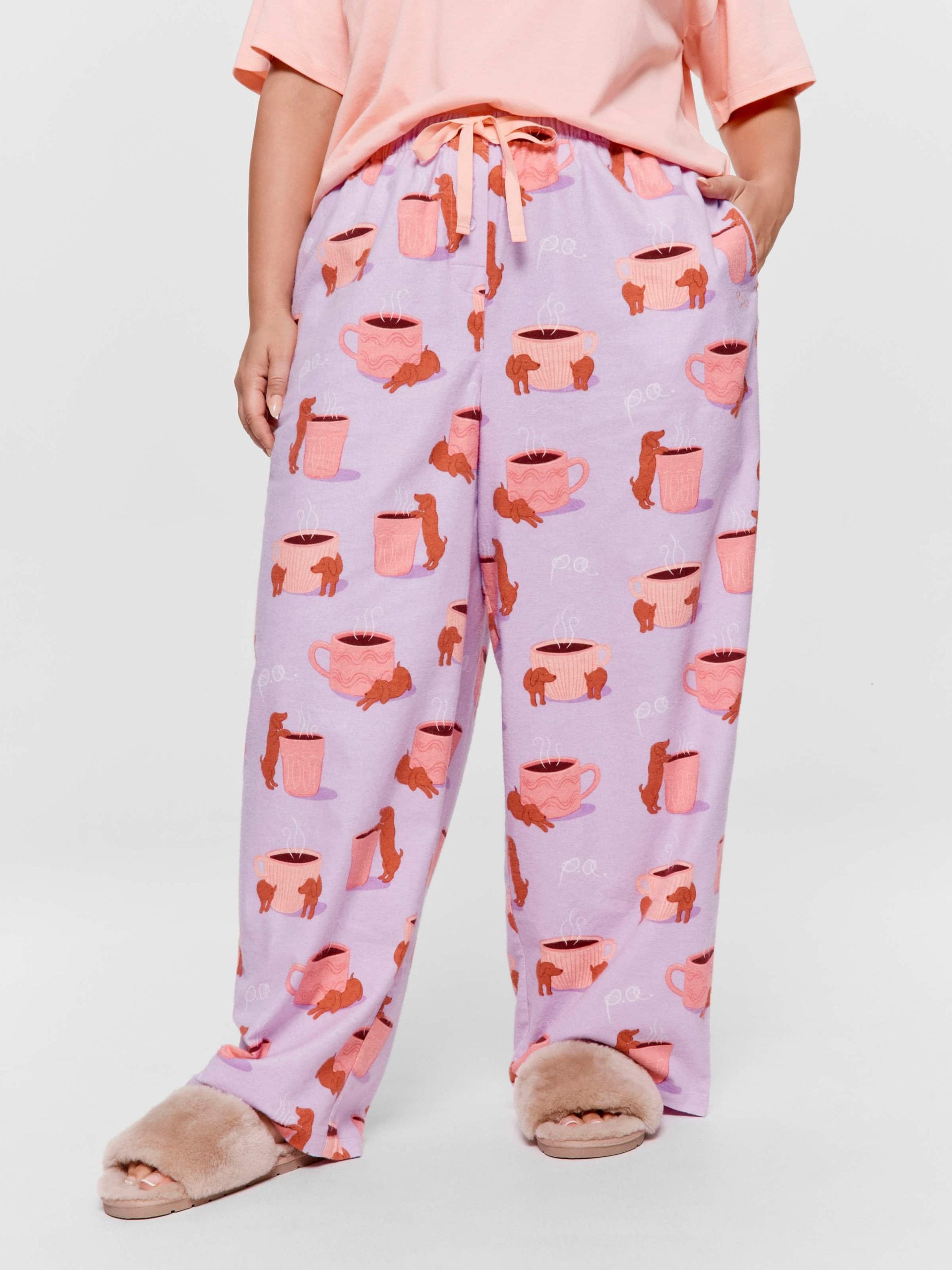 P.A. Plus Daxie Loves Coffee Flannelette Pj Pant Multi image 2