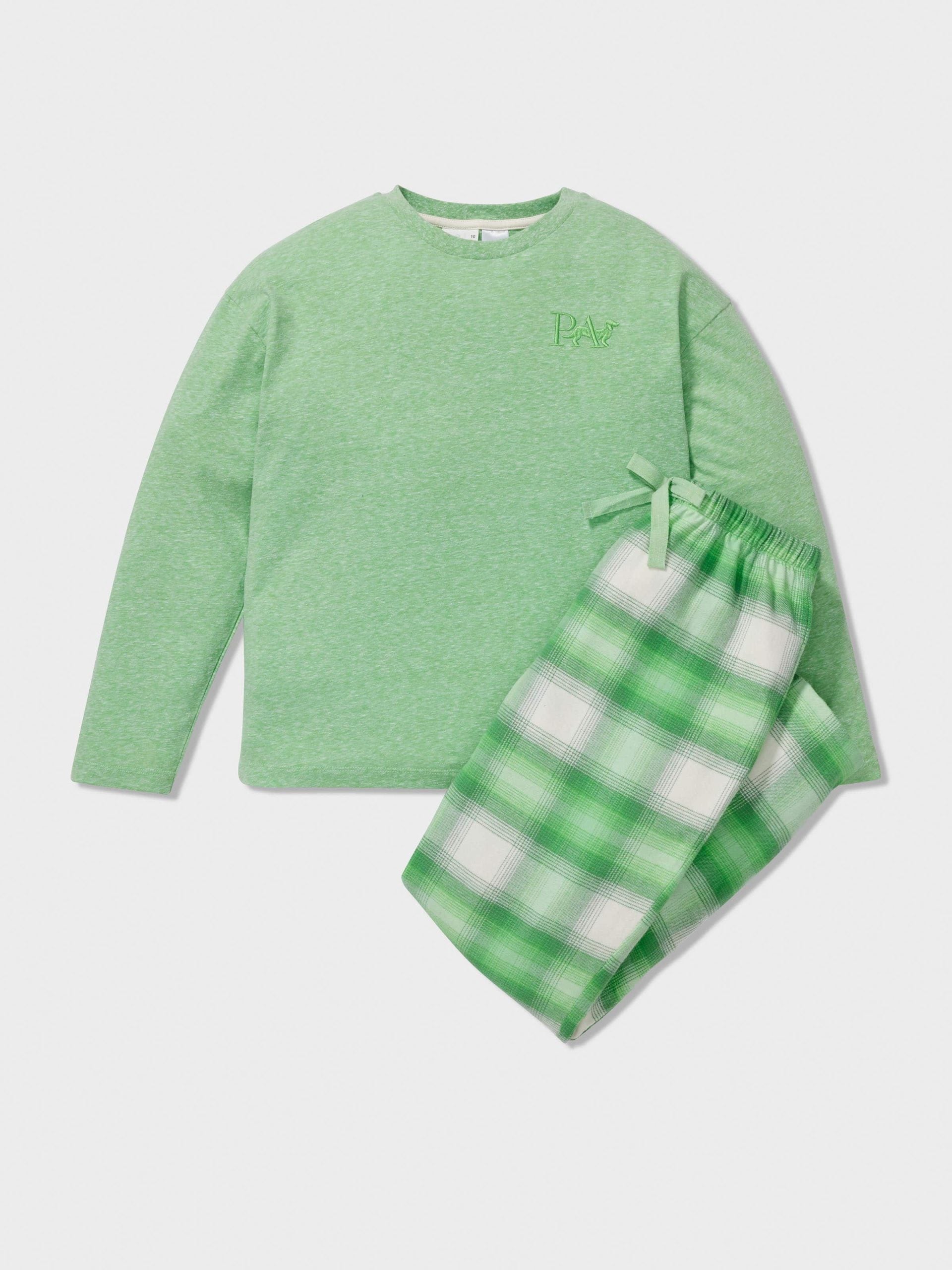 Boys Green Check Long Pj Set multi image 0