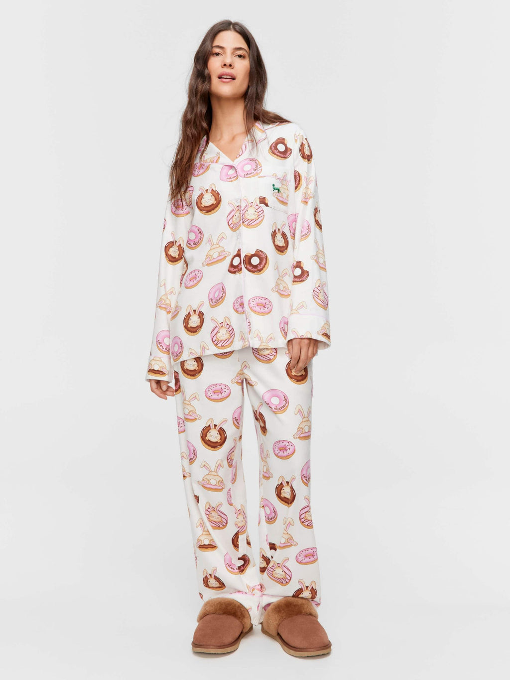 Krispy Kreme Pink Bunnies Bamboo Flannelette Long Pj Set multi image 1