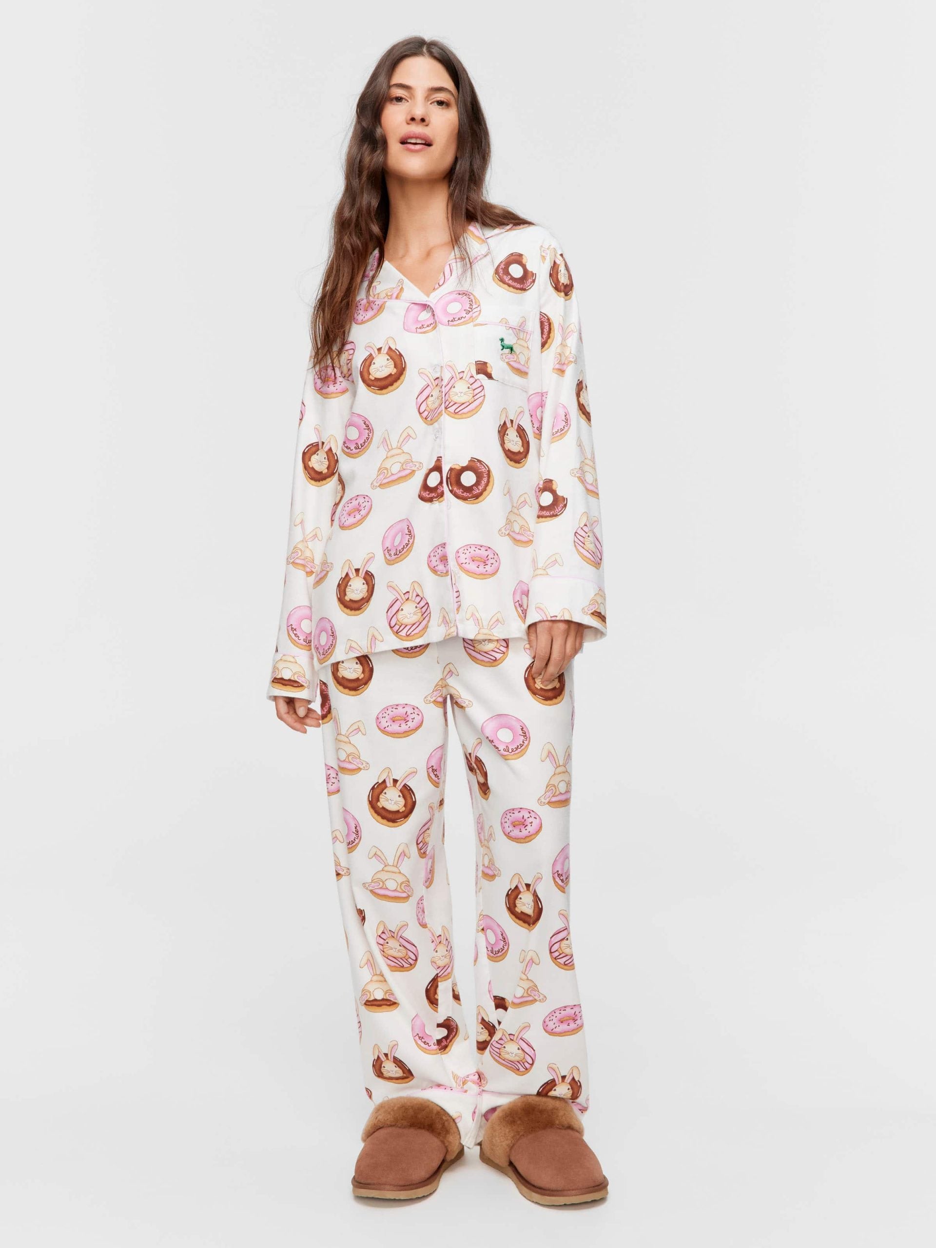 Krispy Kreme Pink Bunnies Bamboo Flannelette Long Pj Set multi image 1